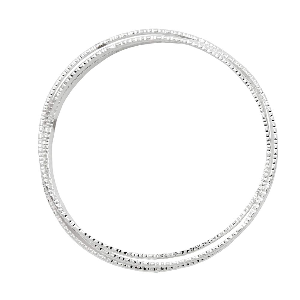 Sterling Silver Intertwining Triple Ripple Bangle Bracelet for Women, 68mm (2.68