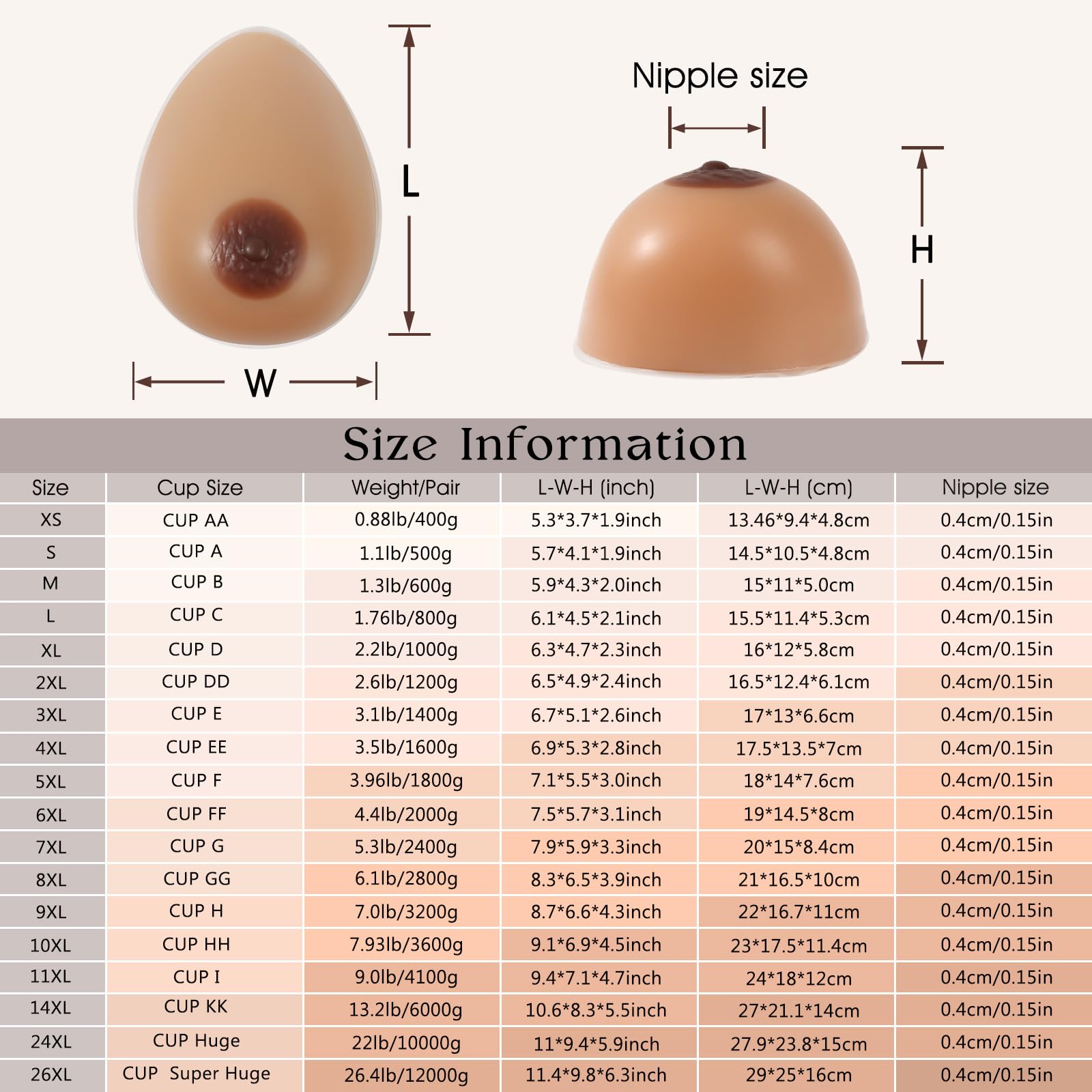 Vollence Silicone Breast Forms - Natural Looking Fake Boobs for Mastectomy, Transgender & Crossdressing - Comfortable Prosthesis for Daily Wear, Swimming & Special Occasions
