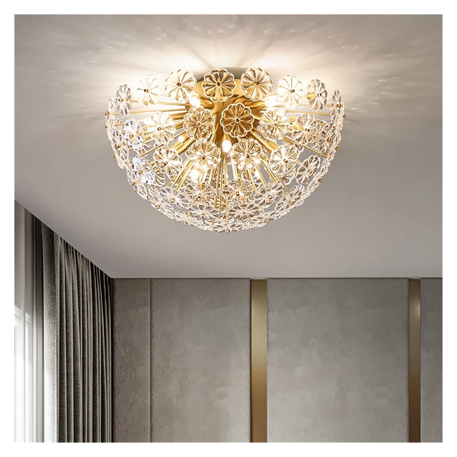 Modern Glass Ball Chandelier with Transparent Flower Petal Design - 11-Light Ceiling Pendant Lamp for Living Room, Bedroom & Dining Hall | Elegant Lighting Fixture for Home Decor, Wedding Venues and Restaurants