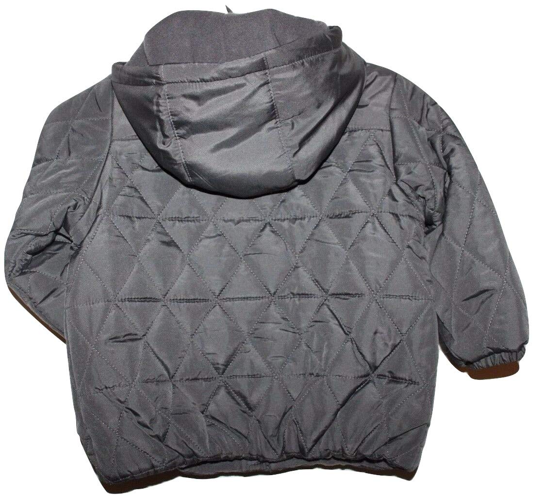 Toddler Boy Gray Puffer Jacket - Fleece Lined for Winter Play
