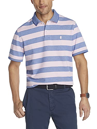 IZOD Men's Big & Tall Advantage Feeder Stripe Short-Sleeve Polo Shirt - Comfortable Casual Wear for Golf, Office & Summer Outings