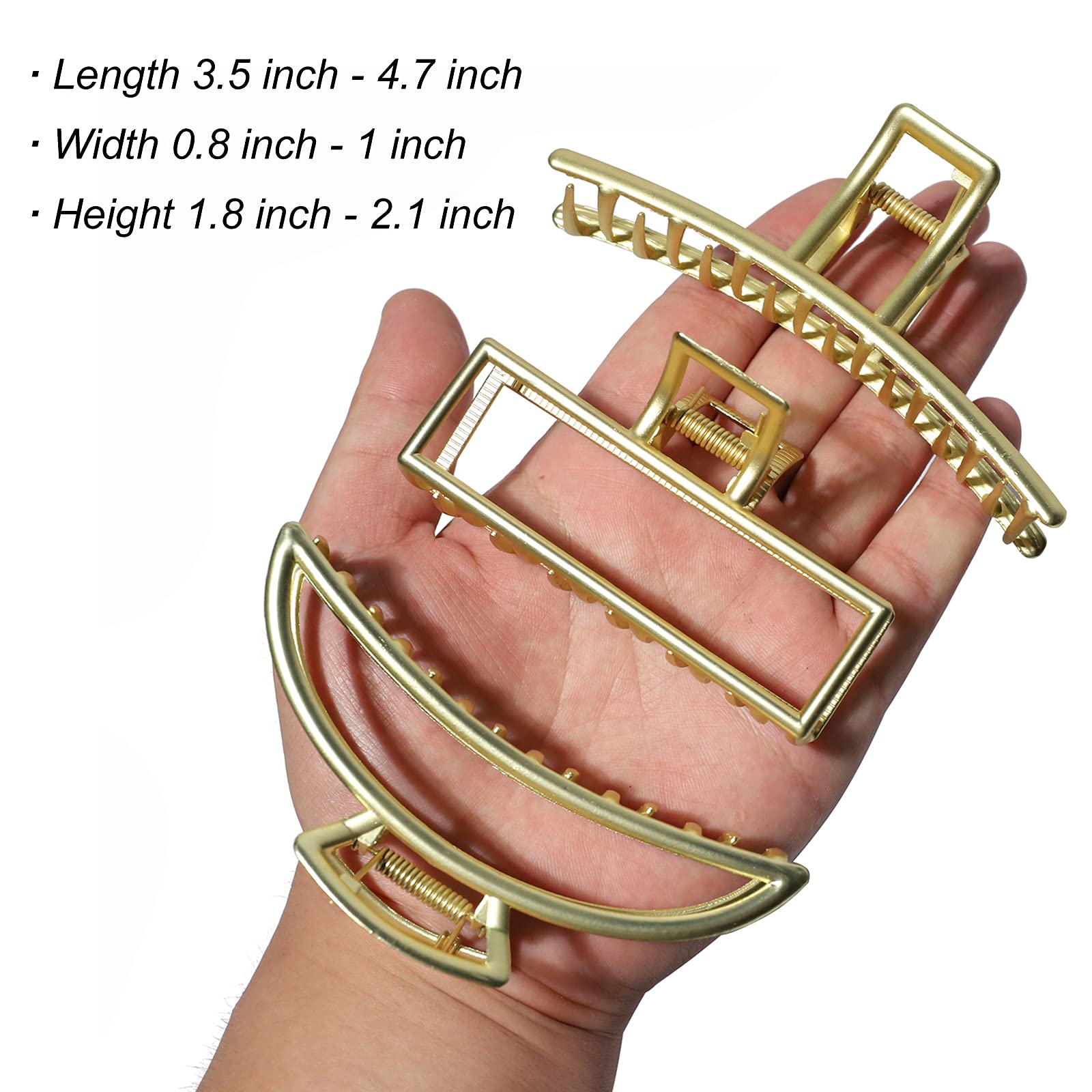FAELBATY Large Gold Metal Hair Claw Clips for Women - 4 Inch Strong Hold Non-Slip Hair Accessories (3-Pack: Butterfly, Claw, Hair Securing Styles) | Perfect for Updos, Ponytails & Everyday Hairstyles