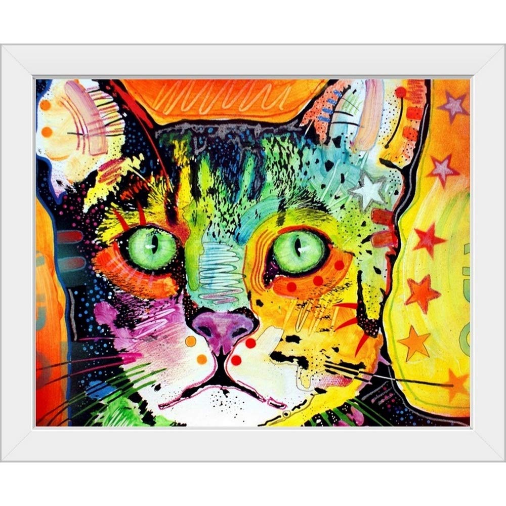 Elegant Straight Cat White Framed Art Print - Premium Cat Artwork for Home Decor, Office Wall Art & Gift Ideas