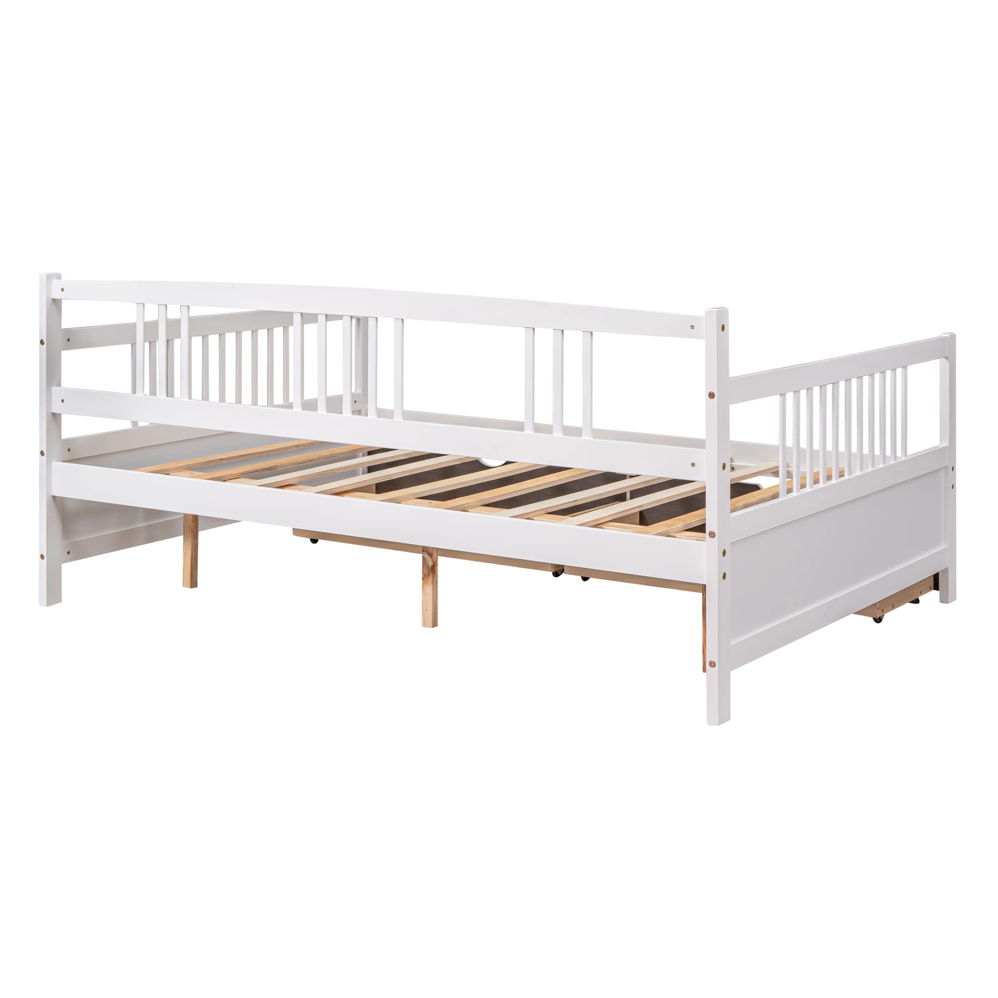 Full Size Wooden Daybed with Storage Drawers - Convertible Sofa Bed for Teens & Adults - Perfect for Guest Rooms, Dormitories & Small Spaces (White)