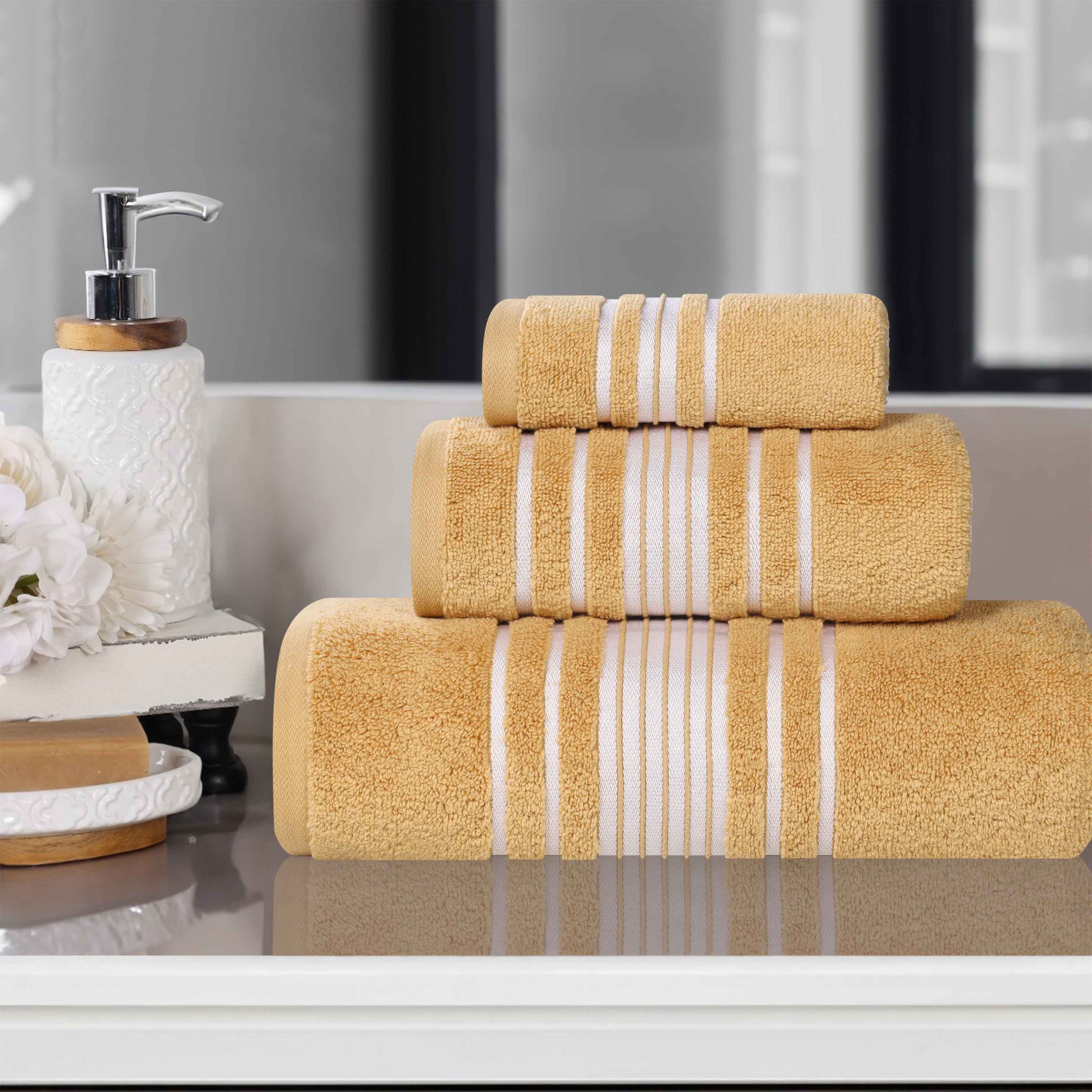 Premium 3-Piece Zero Twist Cotton Towel Set with Elegant Floral Design - Ultra Soft & Absorbent Bath Towels for Spa, Guest Bathroom & Luxury Home Decor
