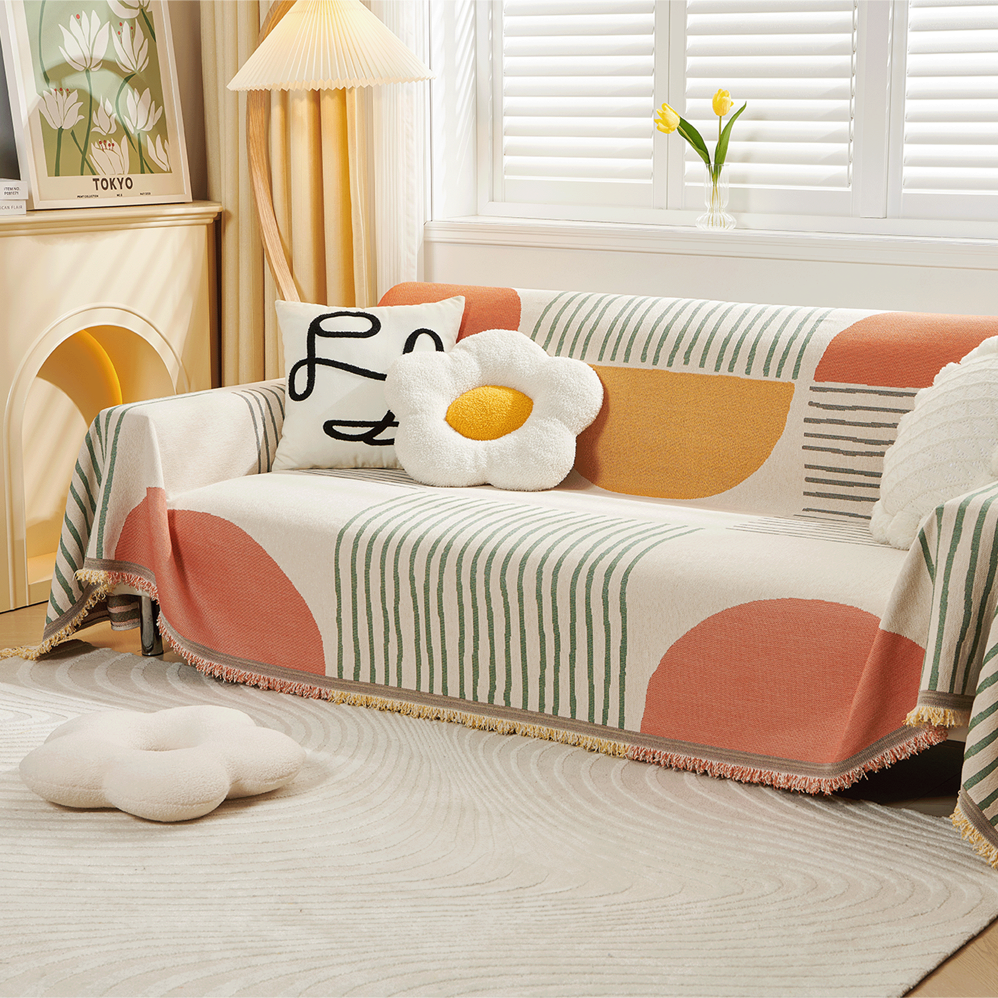 Stylish Fruitopia Sofa Cover - Soft, Stretchable & Washable Couch Protector for Pets, Kids & Everyday Use - Perfect for Living Room, Bedroom & Home Decor