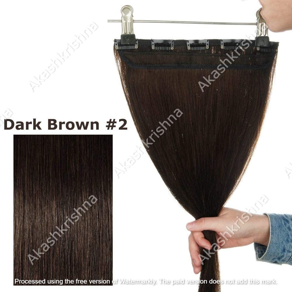 24 Inch Brown Straight Hair Extensions with Clips for Women & Girls | Natural-Looking Human Hair Weft for Styling, Volume & Length | Perfect for Parties, Weddings & Daily Wear