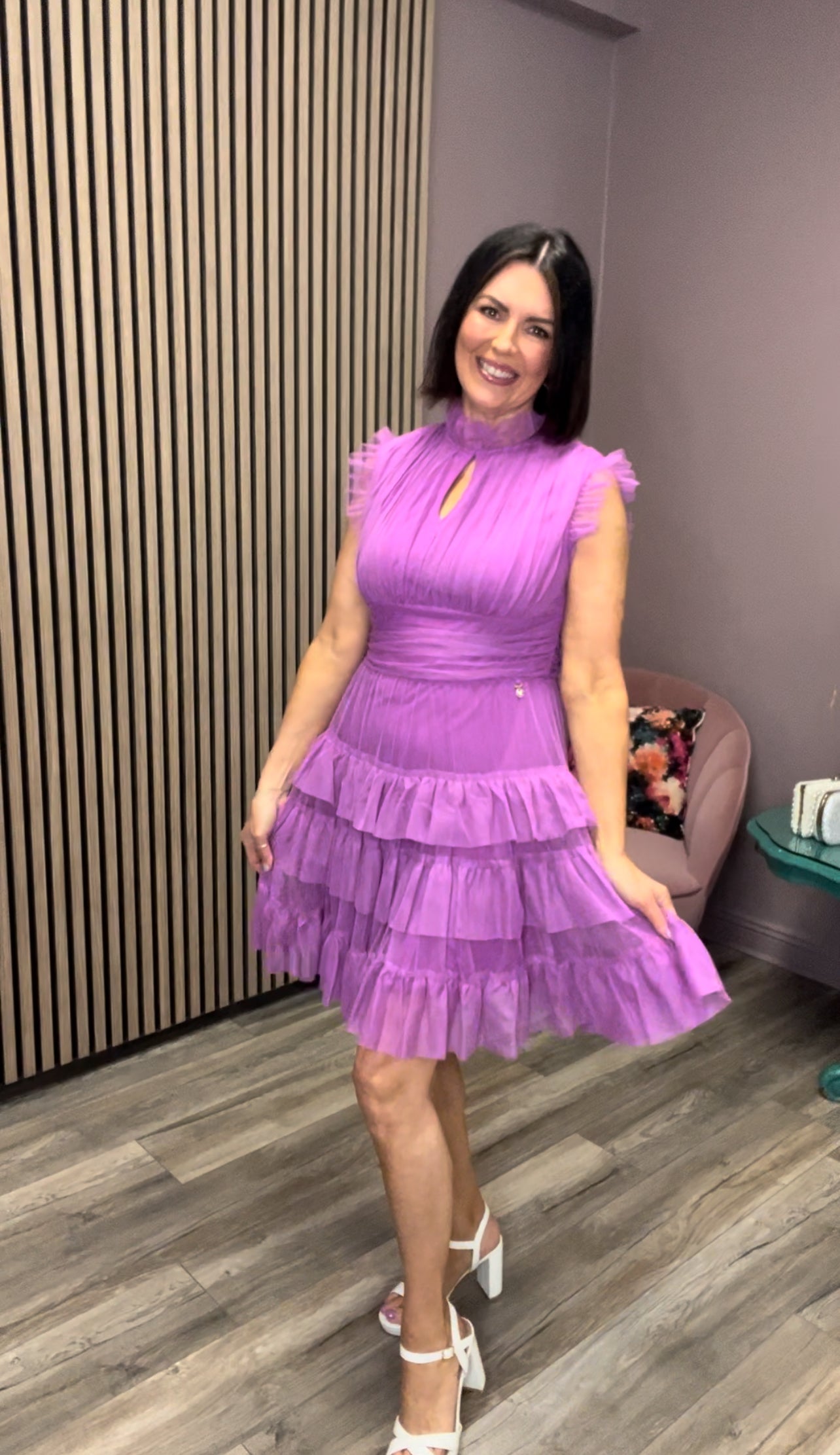 Ameriga Tulle Mini Dress in Orchid - Elegant Party & Wedding Guest Dress for Women, Perfect for Cocktail Events & Special Occasions