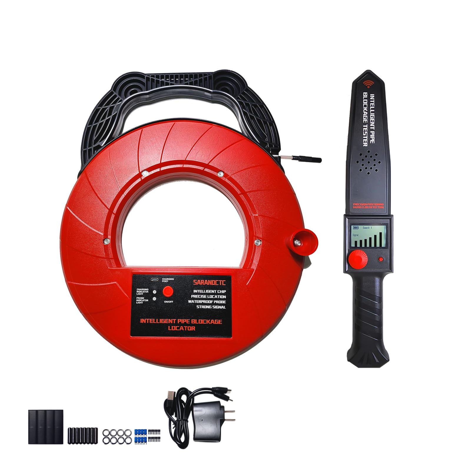 Underground Pipe Locator - 40M PVC/Plastic/Metal Water Pipe Blockage Detector & Sewer Scanner | Professional Plumbing Tool for Detecting Clogs in Underground Pipelines | Ideal for Home Repairs, Construction Sites, and Municipal Maintenance