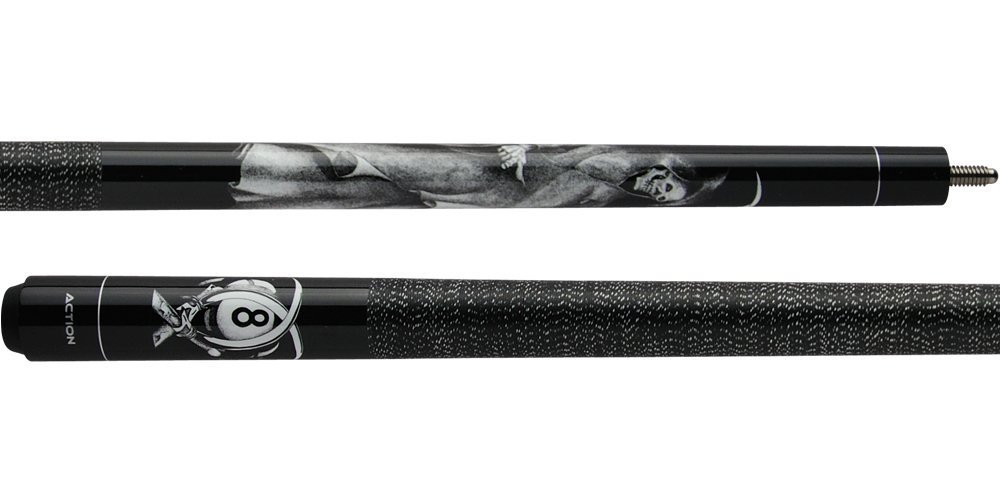 Action Reaper Black Adventure Pool Cue - 18 oz Weight - Professional Billiards Stick for Pool Halls & Home Game Rooms
