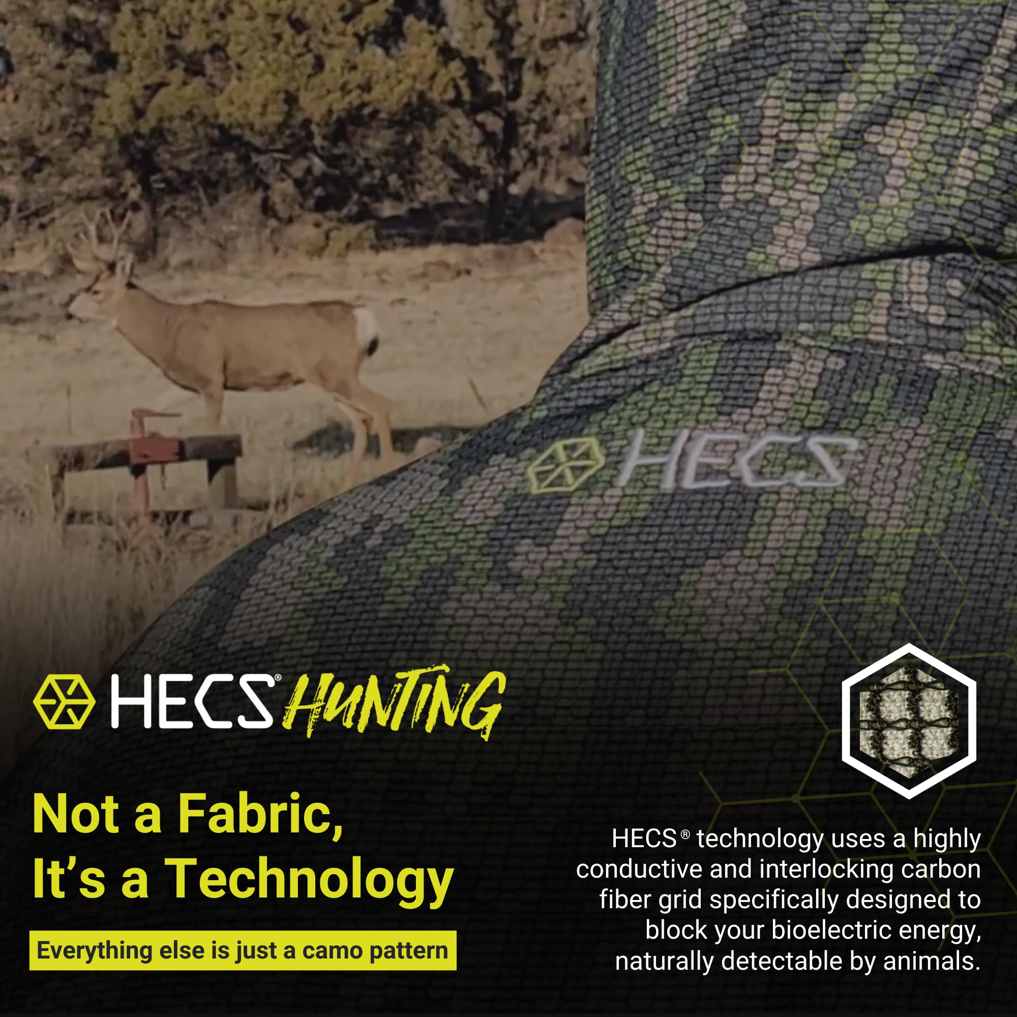 HECS Lightweight Hunting Camo Suit with Bioelectric Shielding Technology - Men's Stealth Hunting Gear for Deer & Turkey - Waterproof & Breathable for All-Weather Outdoor Adventures