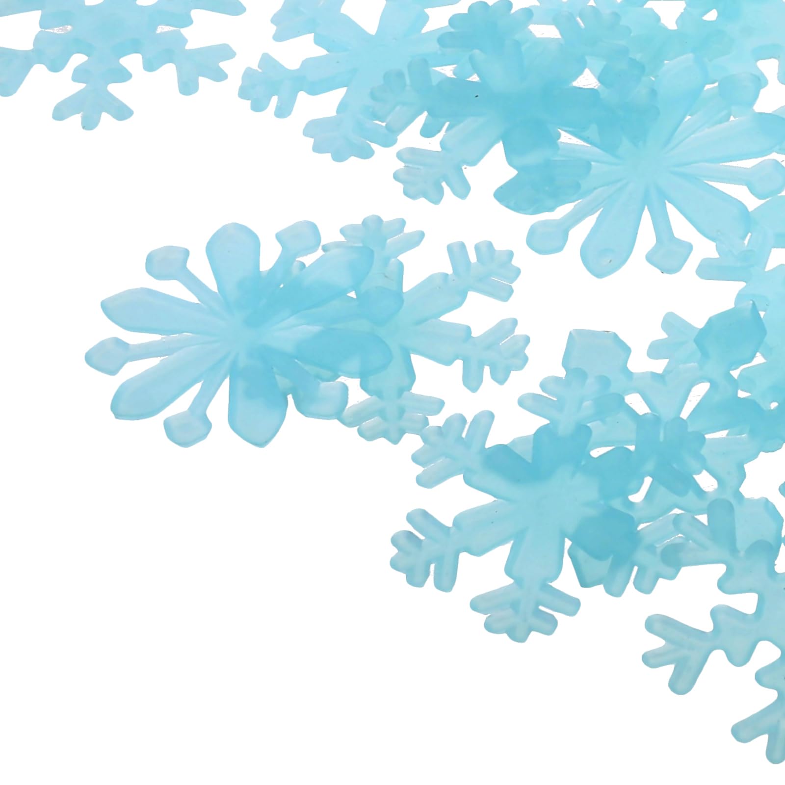 50PCS Glow in The Dark Snowflake Wall Stickers - Christmas Window Decals, Fluorescent Snowflake Clings for Kids Bedroom & Holiday Decor (Blue) - Perfect for Christmas Party, Home, School & Office Decorations