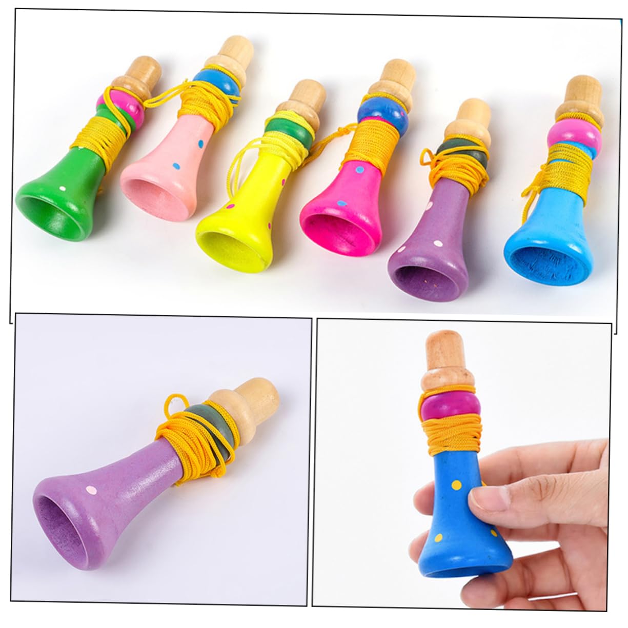 4-Piece Wooden Horn Trumpet Toy Set for Kids - Party & Music Fun