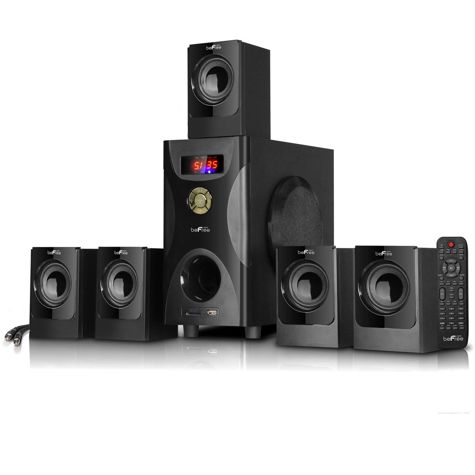 beFree Sound 5.1 Channel Surround Sound Bluetooth Speaker System - Wireless Home Theater Audio for Movies, Music & Gaming - Black