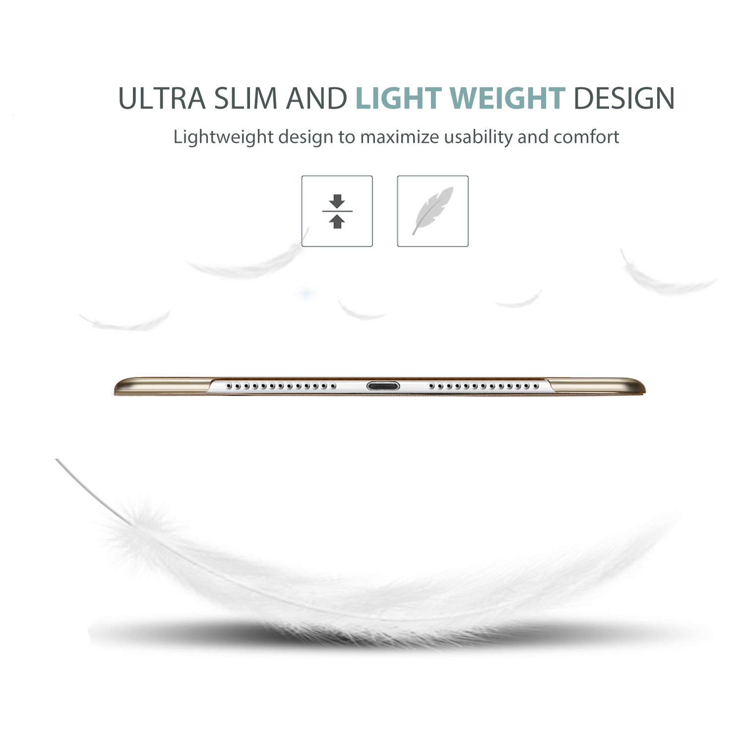 ProCase Ultra Slim Lightweight Smart Case for iPad Mini 4 (2015 Model A1538/A1550) - Translucent Frosted Back Cover with Stand Feature - Perfect for Work, Travel & Home Use - Gold