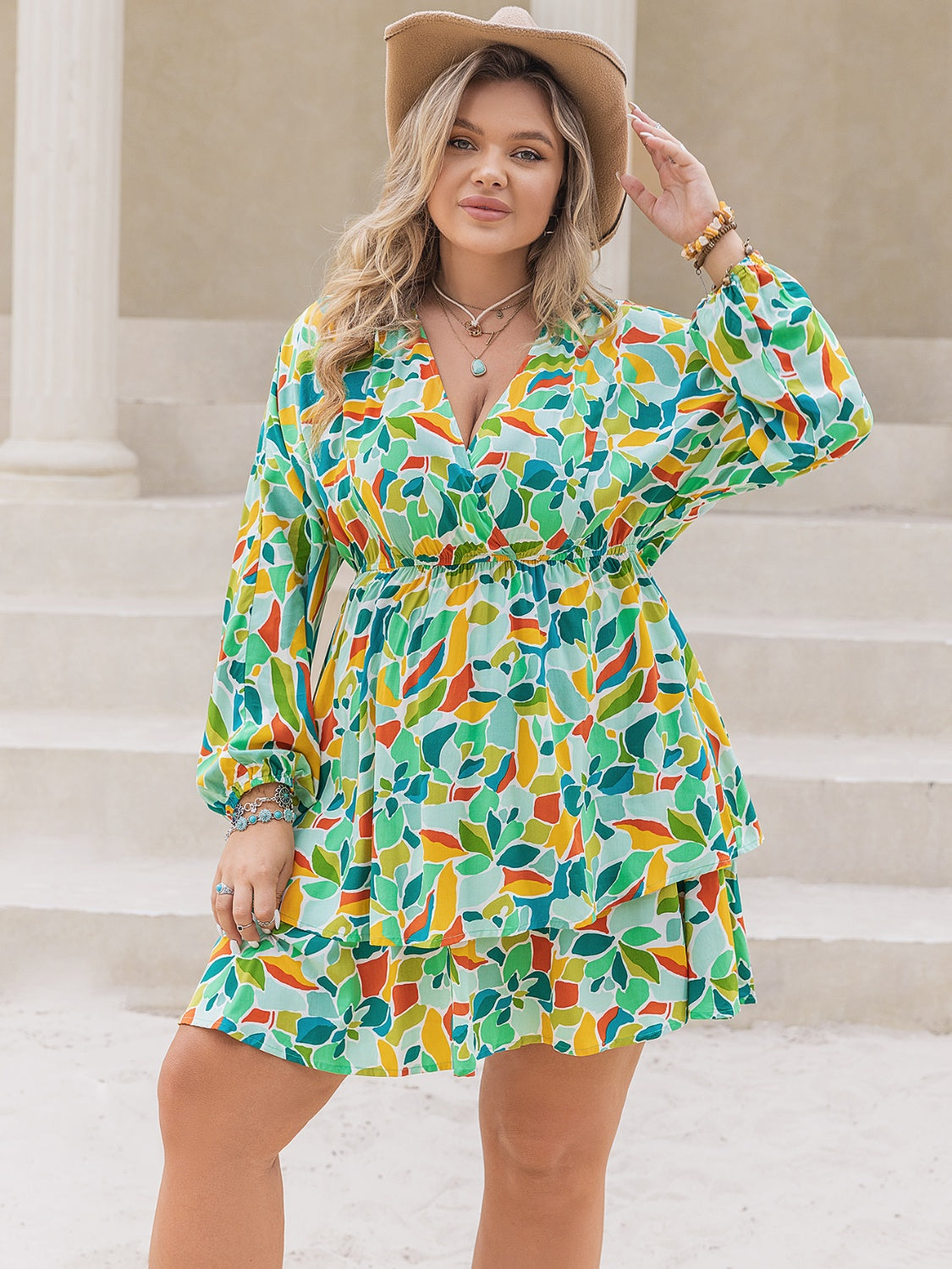 Plus Size Long Sleeve Mini Summer Dress for Women - Flowy Casual & Party Wear - Perfect for Beach Vacations, Date Nights and Summer Outings