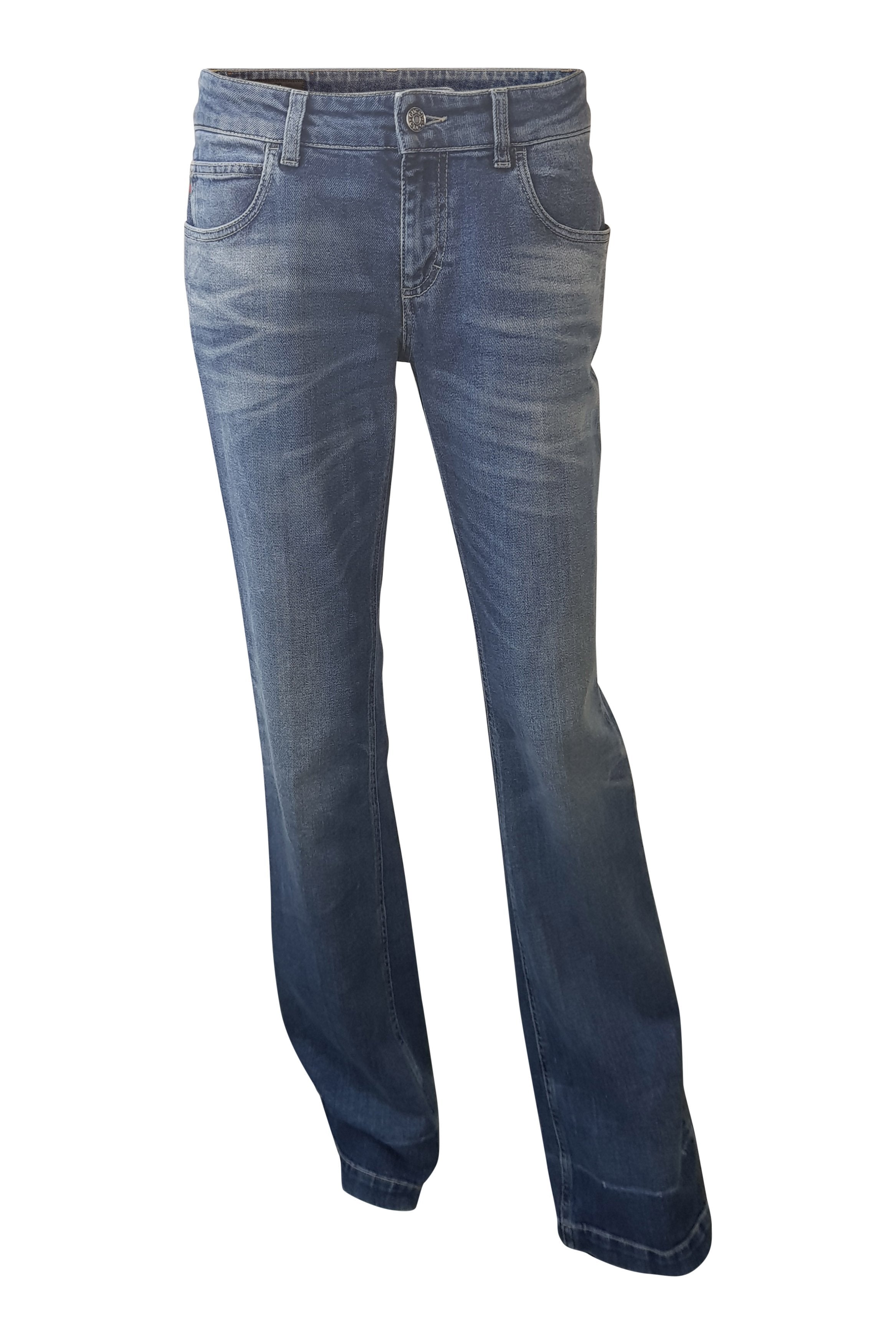 GUCCI Women's Blue Bootcut Mid Rise Jeans - Size IT 44 (US 14) - Stretch Denim Pants for Casual Wear & Night Out