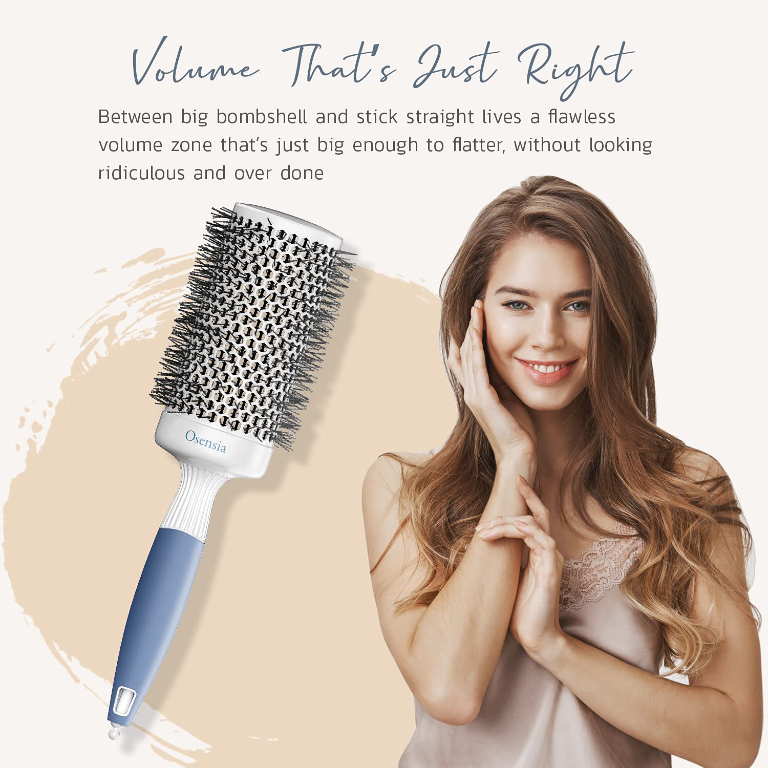 Professional Hair Brush Set for Blow Drying - Round & Oval Paddle Ionic Brushes for Thick Frizzy Hair - Lightweight 2 Inch Styling Tools for Salon & Home Use