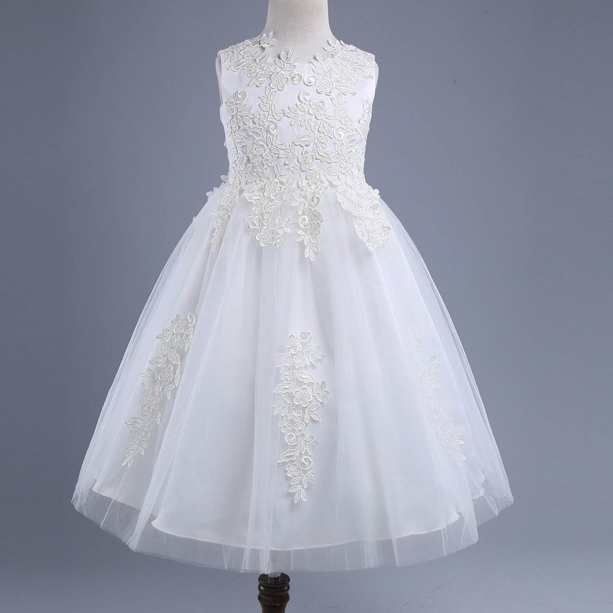 Moily Girls Princess Water-Soluble Lace Dress - Elegant Wedding, Birthday & Formal Ball Gown for Flower Girls - Perfect for Special Occasions, Parties & Photo Shoots