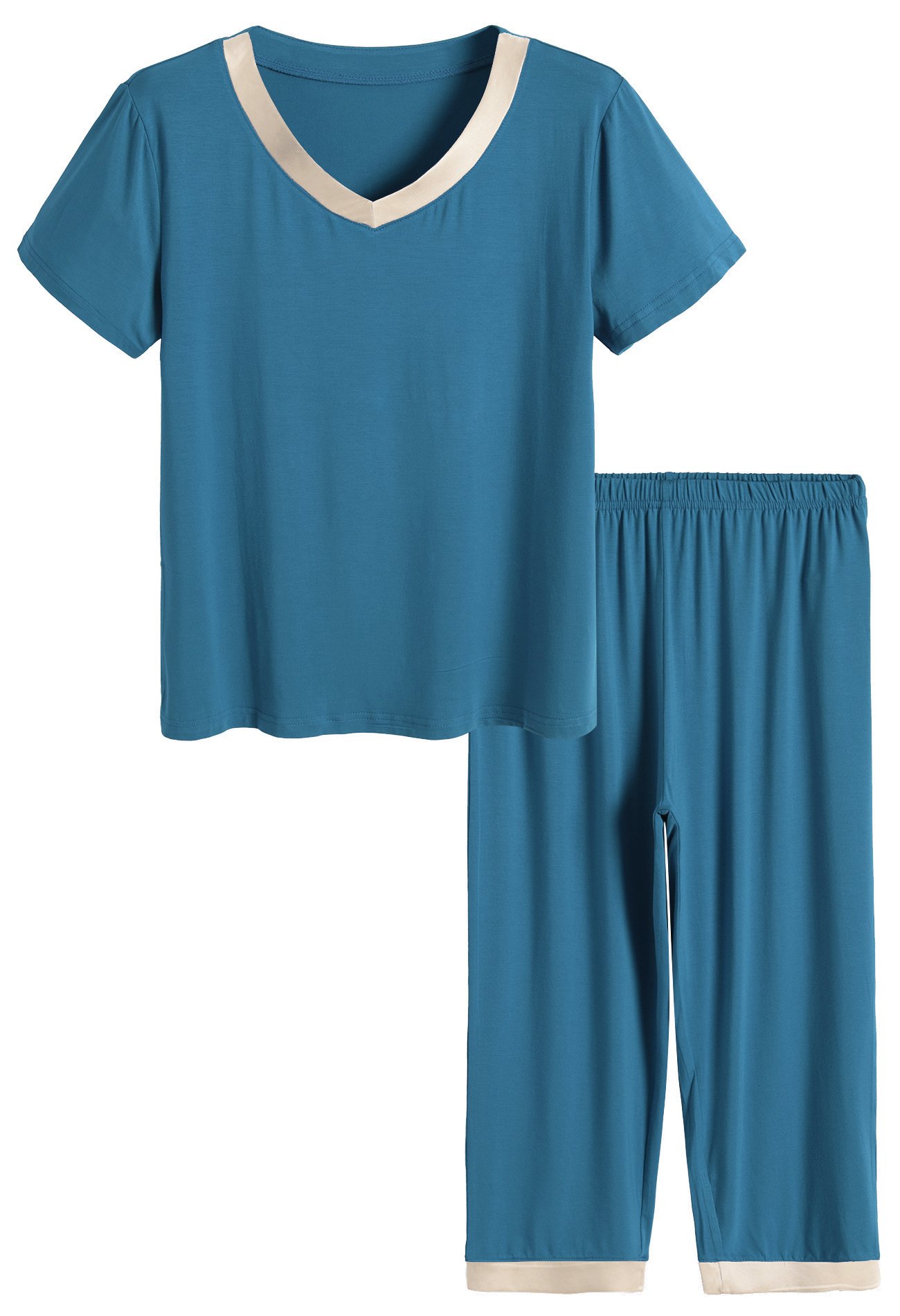 Latuza Women's Sleepwear Set - Soft Comfortable Pajama Tops & Capri Pants for Lounge & Nightwear | Perfect for Relaxing at Home, Sleepovers & Cozy Evenings