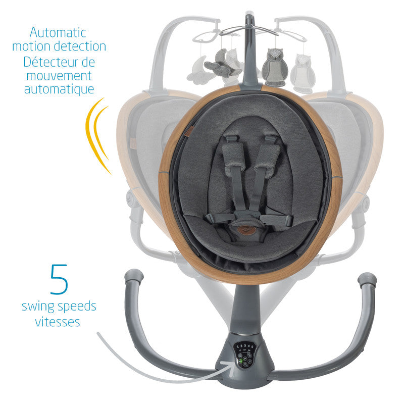 Maxi Cosi Cassia Swing - Baby Swing with Soothing Motion & Music, Adjustable Recline for Newborns & Infants - Perfect for Nursery, Living Room & Travel
