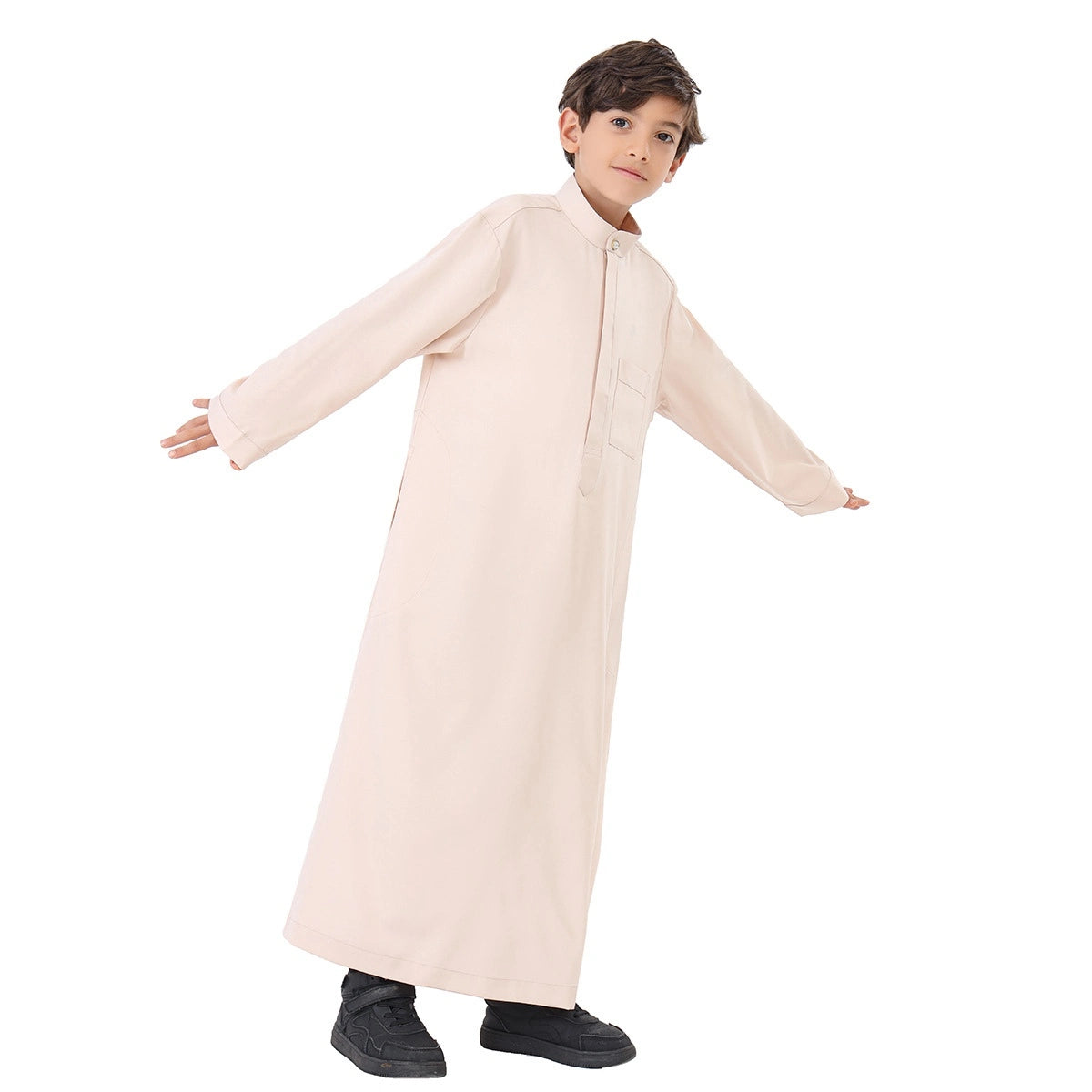 Middle East Arab Boy Thobe Thawb with Pocket #B24886 - Traditional Islamic Robe for Kids, Eid & Special Occasions