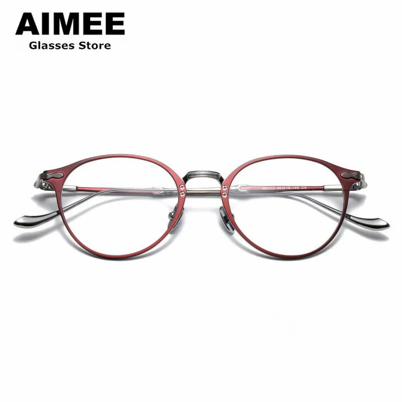 Aimee Unisex Full Rim Oval Round Titanium Eyeglasses Frame 3112 - Lightweight & Durable Eyewear for Work, Reading & Fashion