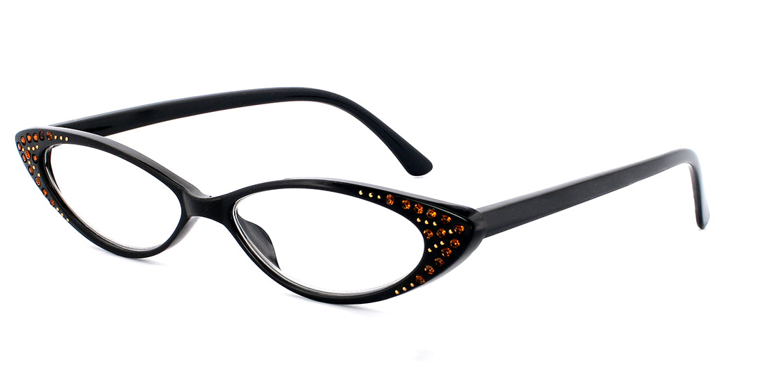 Enchanting Jeweled Cat Eye Reading Glasses RD RH3211 Black/Gold - Stylish & Elegant Eyewear for Women, Perfect for Reading, Office, and Fashion Accessories