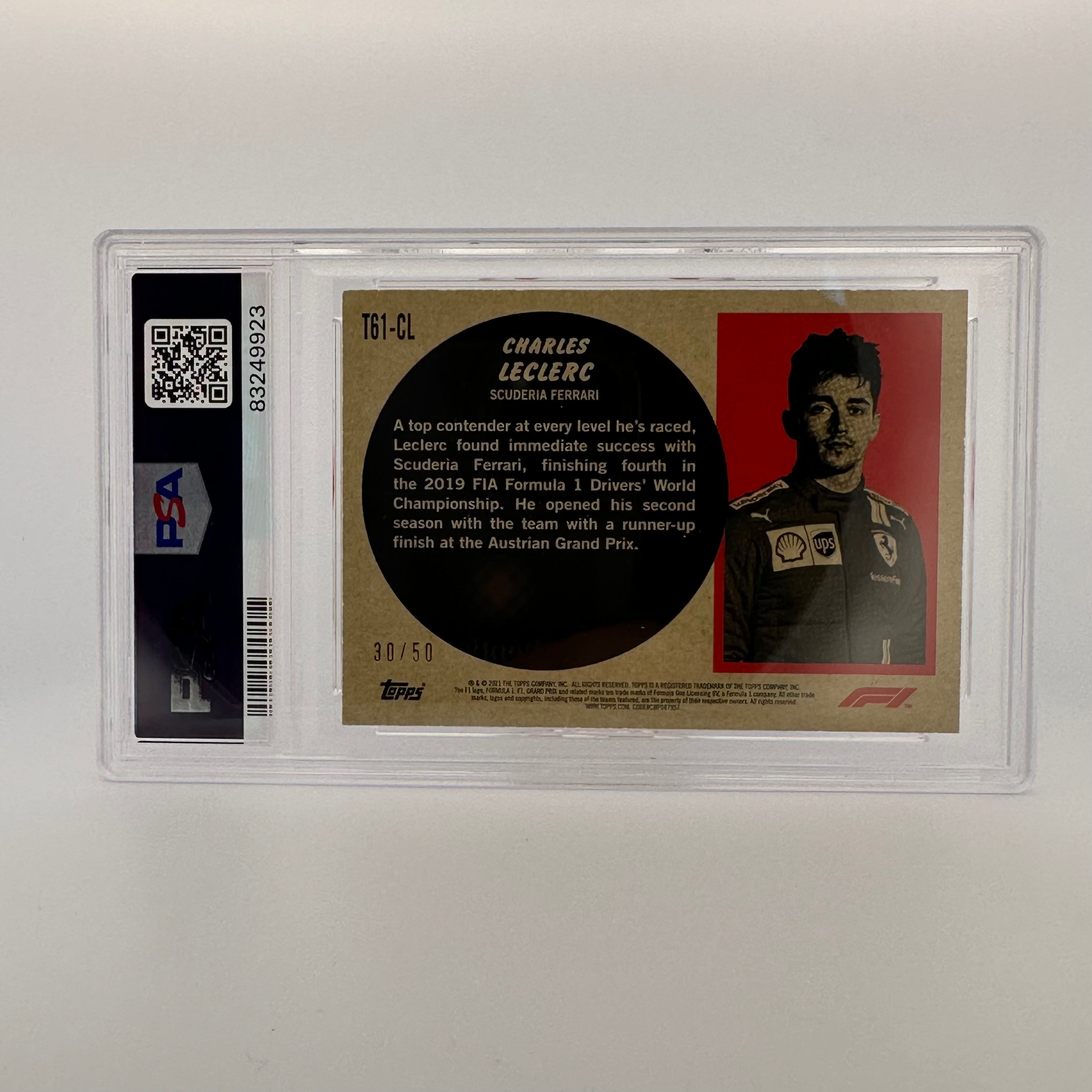 PSA 9 Graded 1961 Charles Leclerc #T61CL Sports Cars Trading Card - 30/50 Limited Edition Gold Foil - Perfect for Collectors & Formula 1 Memorabilia Displays