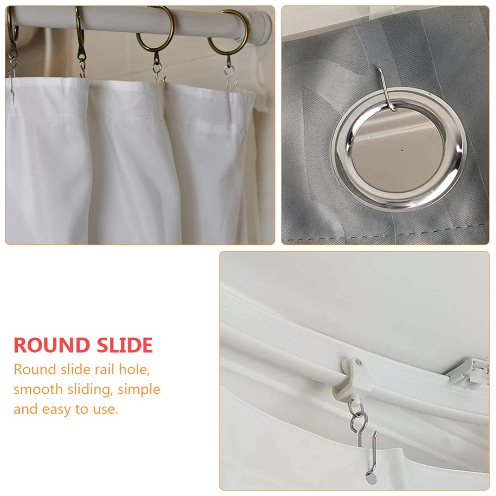 120pcs Cabilock Steel Curtain Hooks - Heavy Duty Shower & Car Sunshade Hanging Hooks for Home, RV & Vehicle Use | Durable Curtain Track Hooks with Bracket for Bathroom, Bedroom & Automotive Window Shades