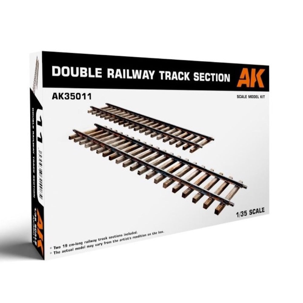 AK Interactive 35011 1/35 Scale Double Railway Track Section for Model Trains - Perfect for Dioramas, Military Models & Train Layouts
