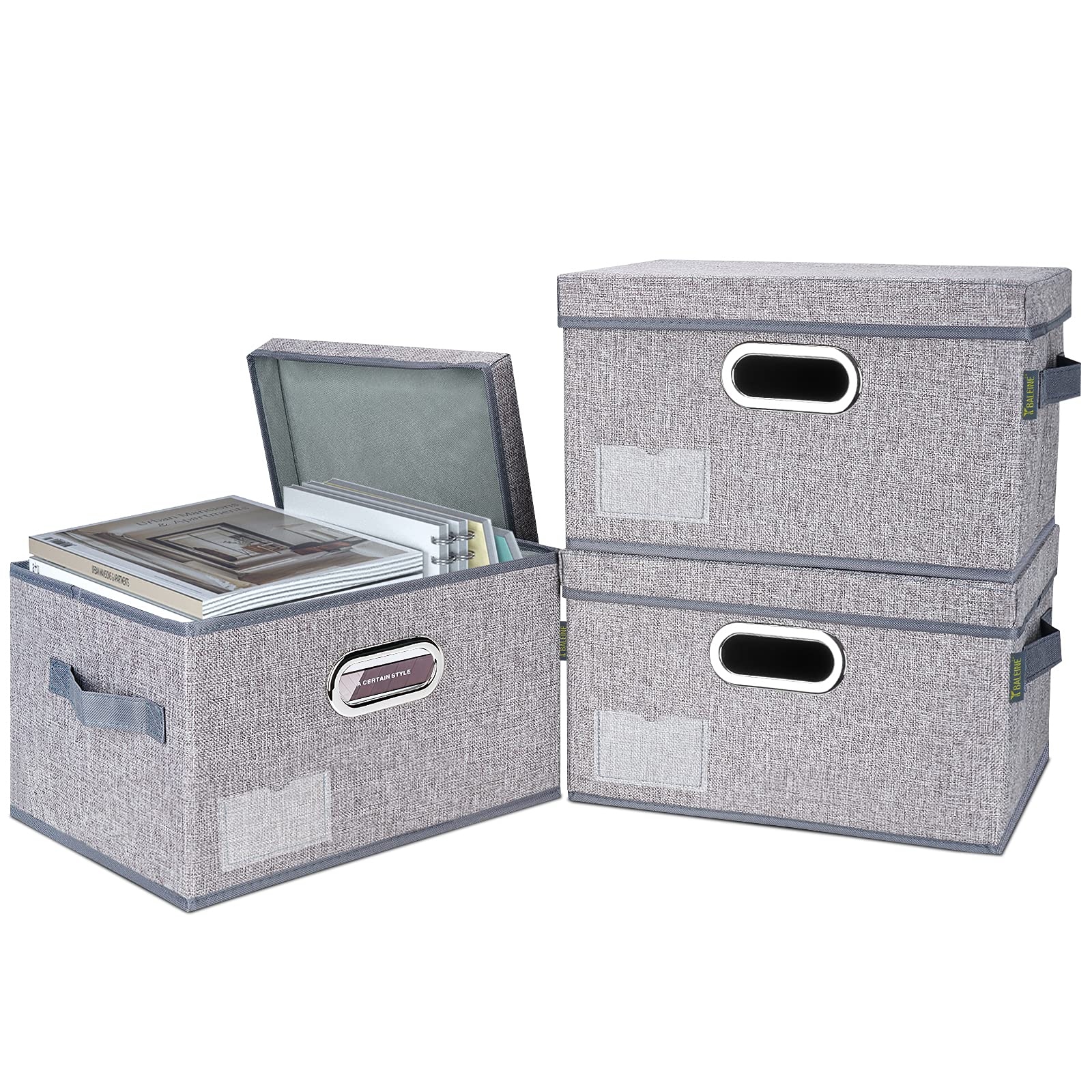 Foldable Fabric Storage Bins with Lids - 3-Pack Large Gray Collapsible Closet Organizers for Bedroom, Office & Home Organization | Space-Saving Linen Storage Boxes for Clothes, Toys & Seasonal Items