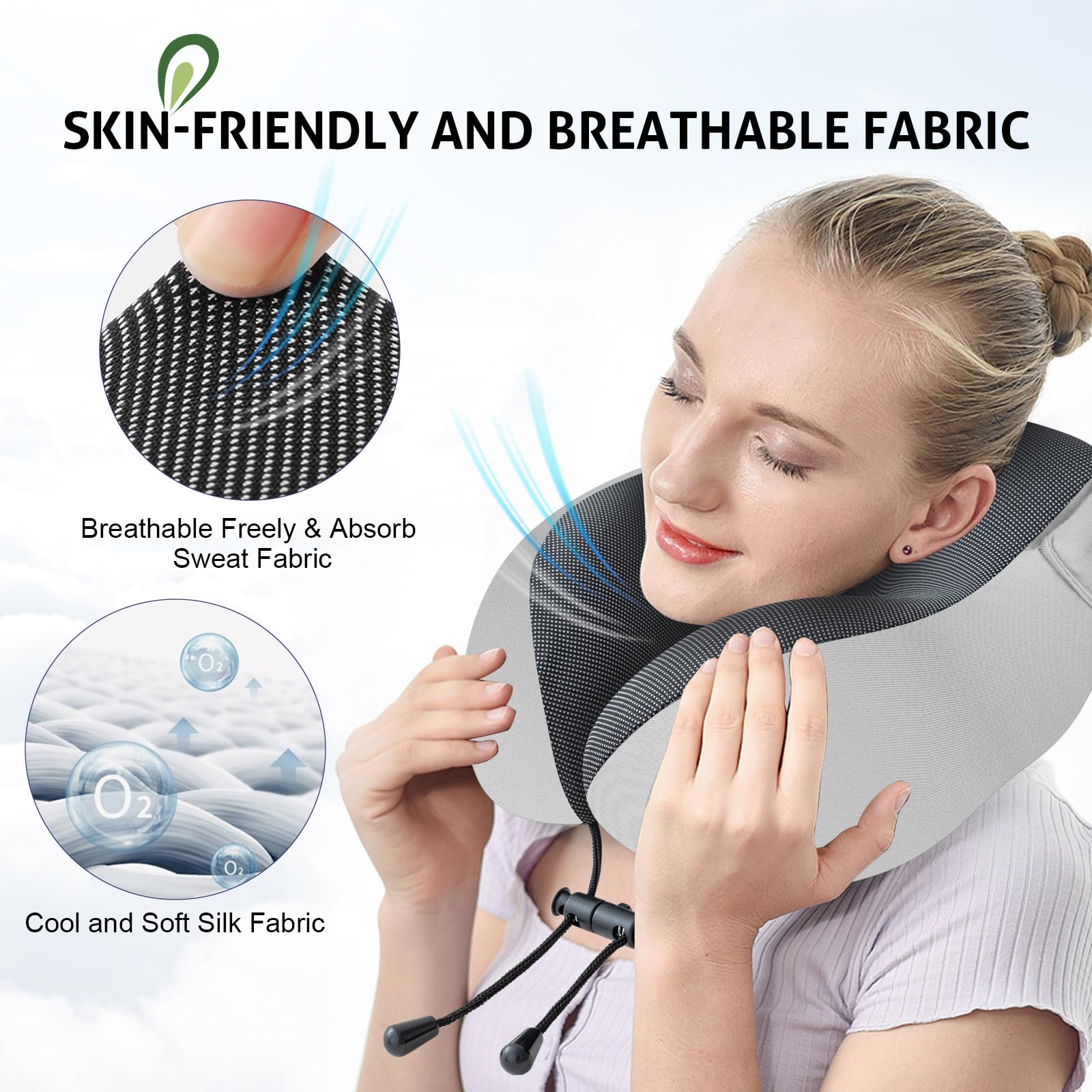 Memory Foam Travel Pillow for Neck Support - Hooded & Comfortable Neck Pillow for Adults - Airplane, Car & Train Travel Accessories - Perfect for Long Flights, Road Trips & Commuting