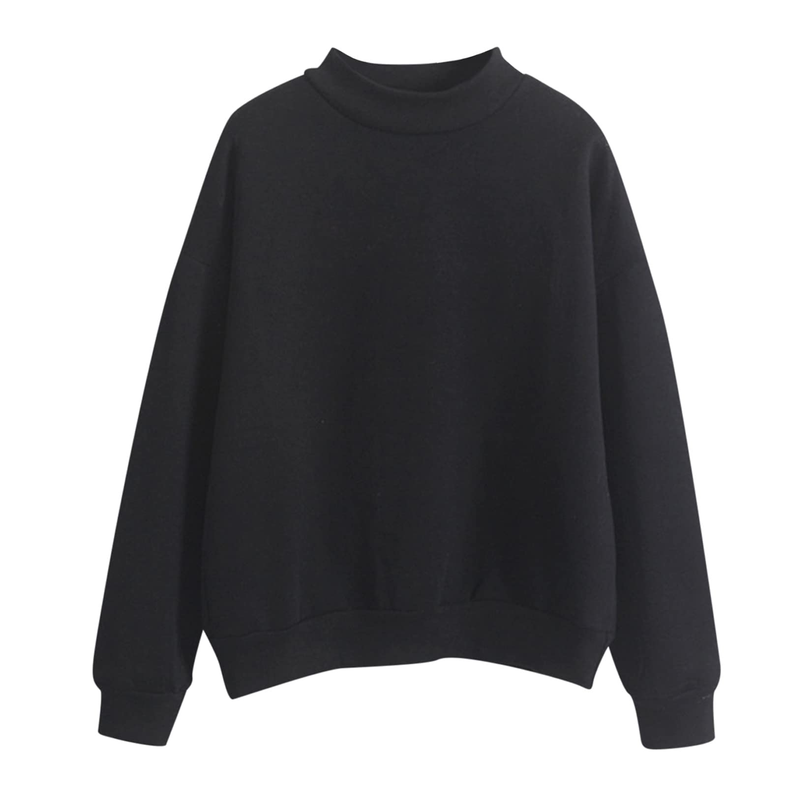 Women's Long Sleeve Crewneck Pullover Sweatshirt - Soft Solid Color Fleece Lined Winter Warm Top for Casual Outfits & Layering | Cozy Fall & Winter Fashion for Work, Travel & Outdoor Activities