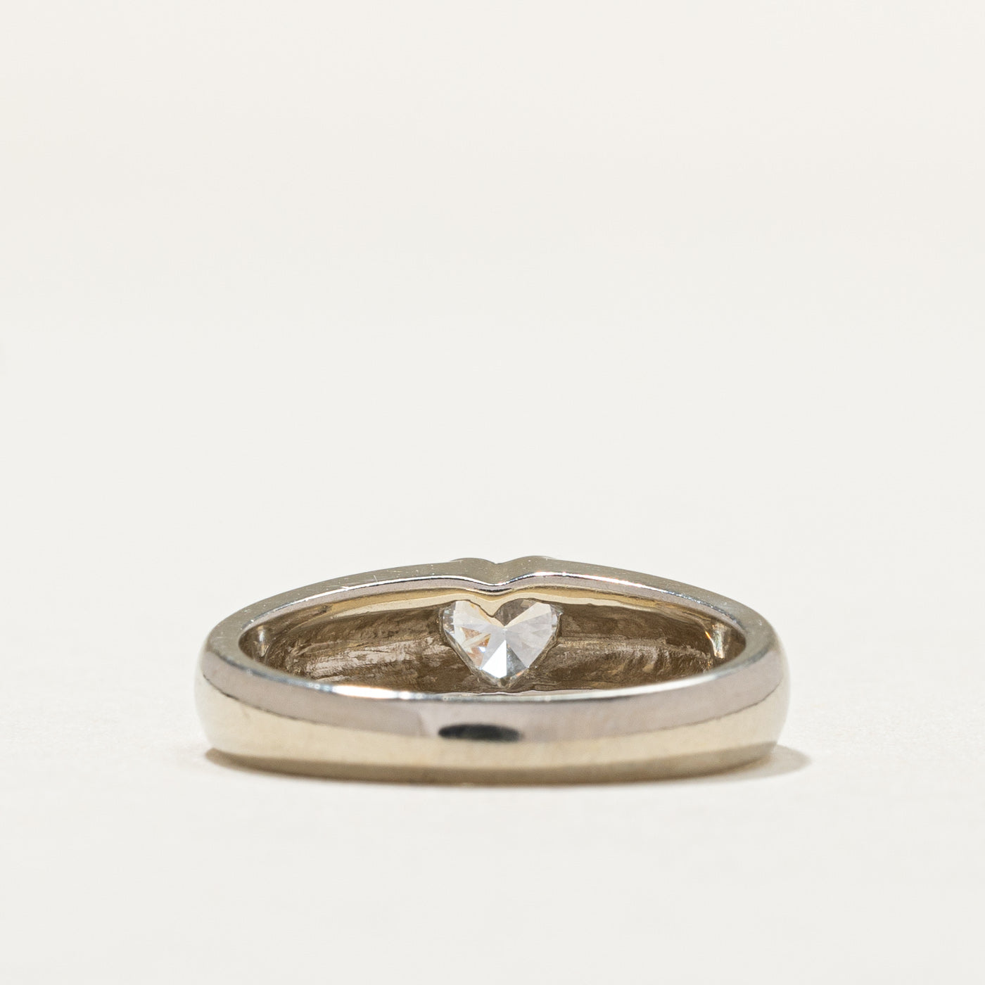 0.38ct Bezel Set Heart Cut Diamond Ring - Size 5.25 - Elegant Engagement & Wedding Jewelry for Romantic Occasions