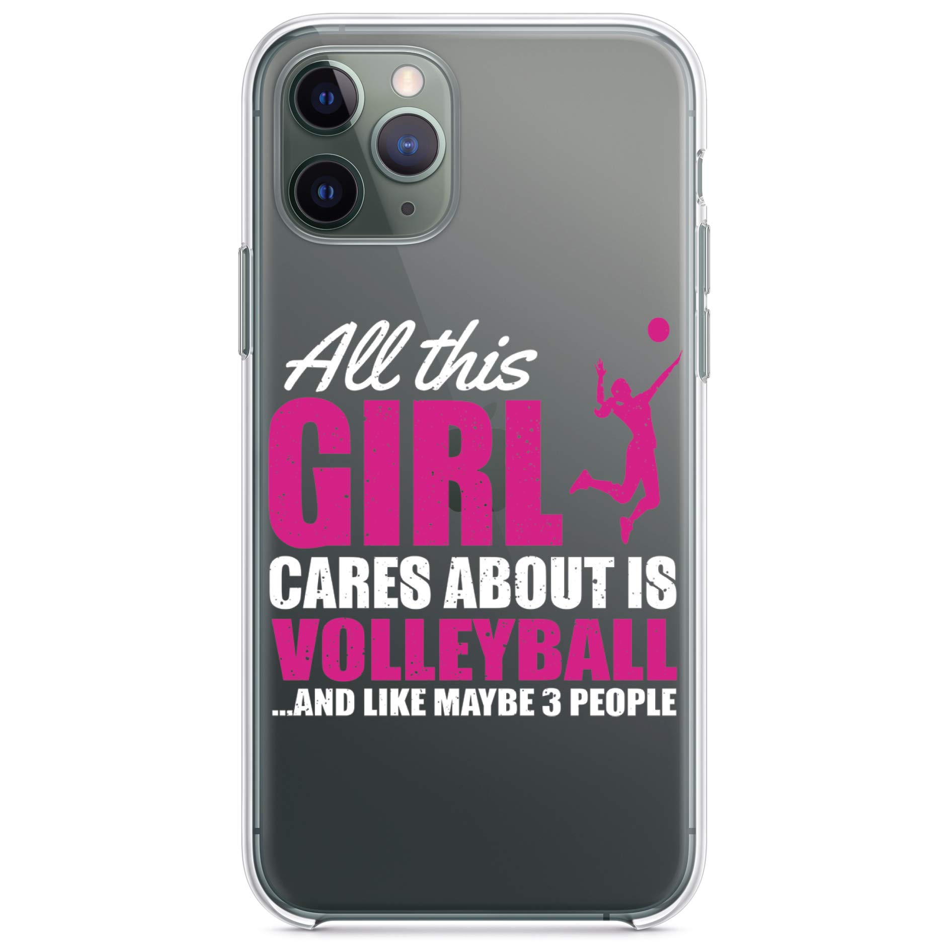 DistinctInk Clear Shockproof Hybrid Case for iPhone 13 Pro MAX (6.7 Inch) - TPU Bumper with Acrylic Back & Tempered Glass Screen Protector - Volleyball Player Gift Idea - Perfect for Sports, Outdoor Activities & Daily Protection