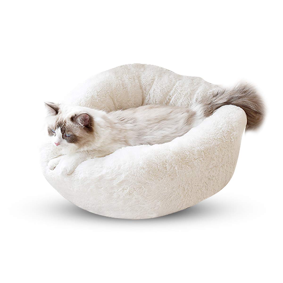 **Soft Round Cat Bed & Dog Bed - Cozy Washable Pet Bed for Small & Medium Pets - Perfect for Home, Office & Travel Use**