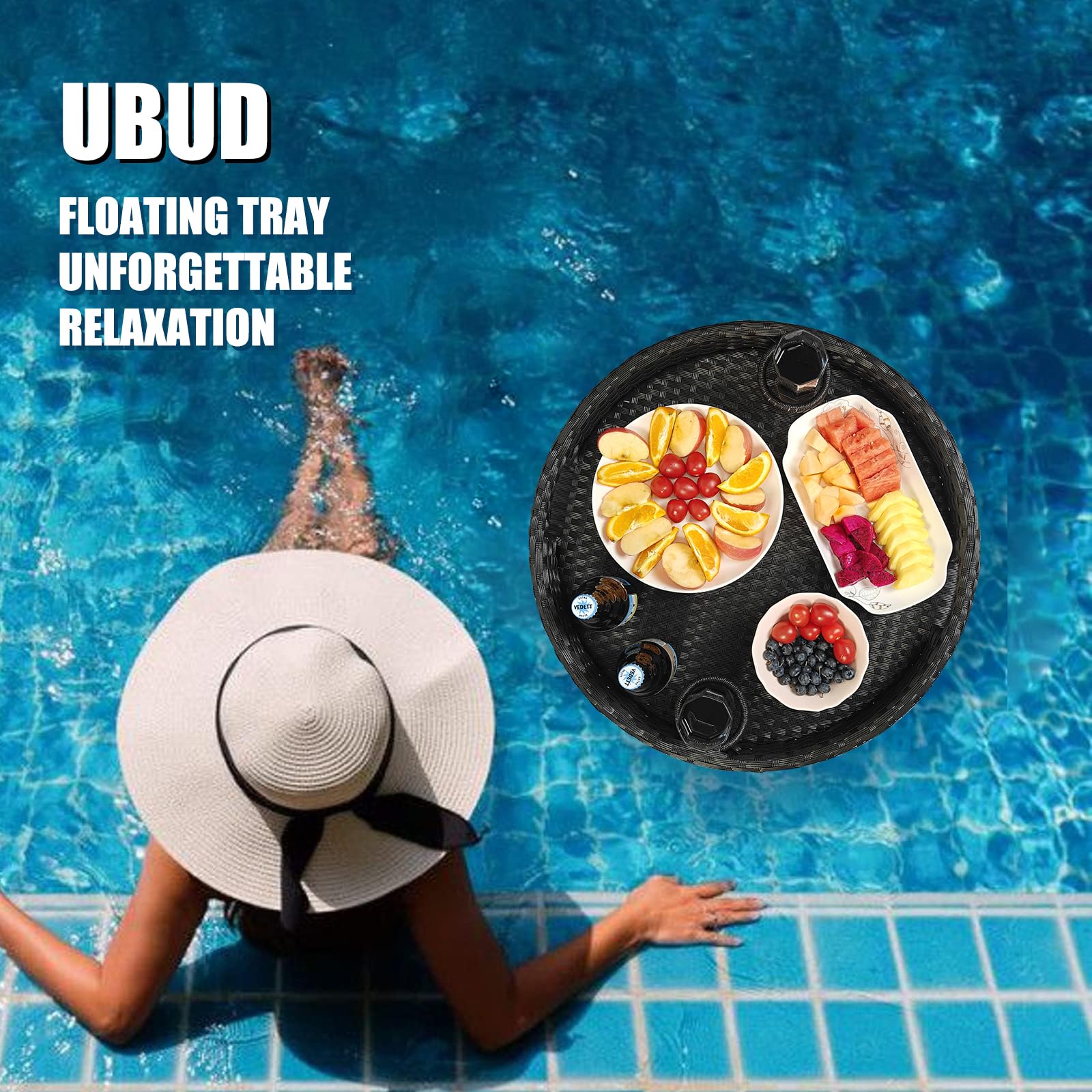 Premium Floating Pool Tray - Round Waterproof Drink & Food Holder for Swimming Pools - Ideal for Pool Parties, Summer Relaxation & Outdoor Water Activities