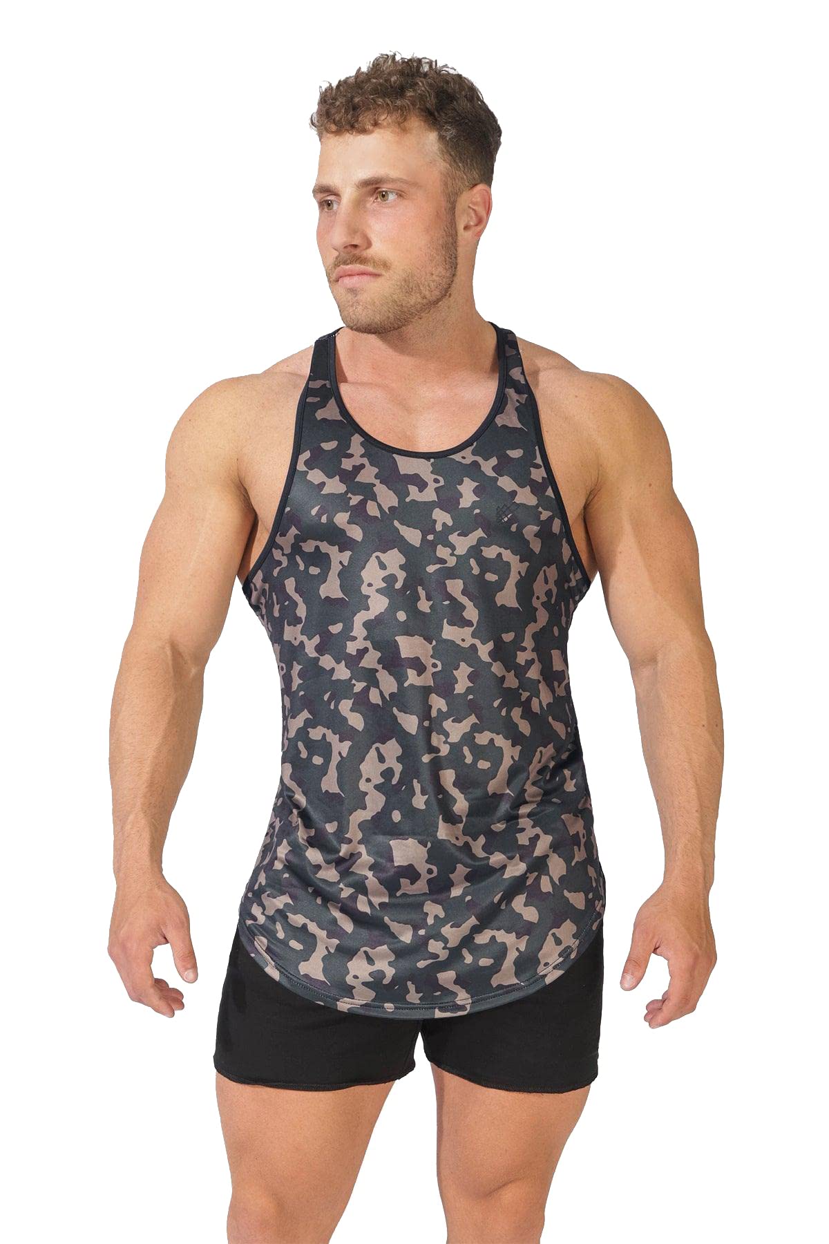 Jed North Men's Camo Pattern Bodybuilding Tank Top - Gym Stringer Racerback for Workout & Fitness Training - Perfect for Gym, Bodybuilding & Outdoor Activities