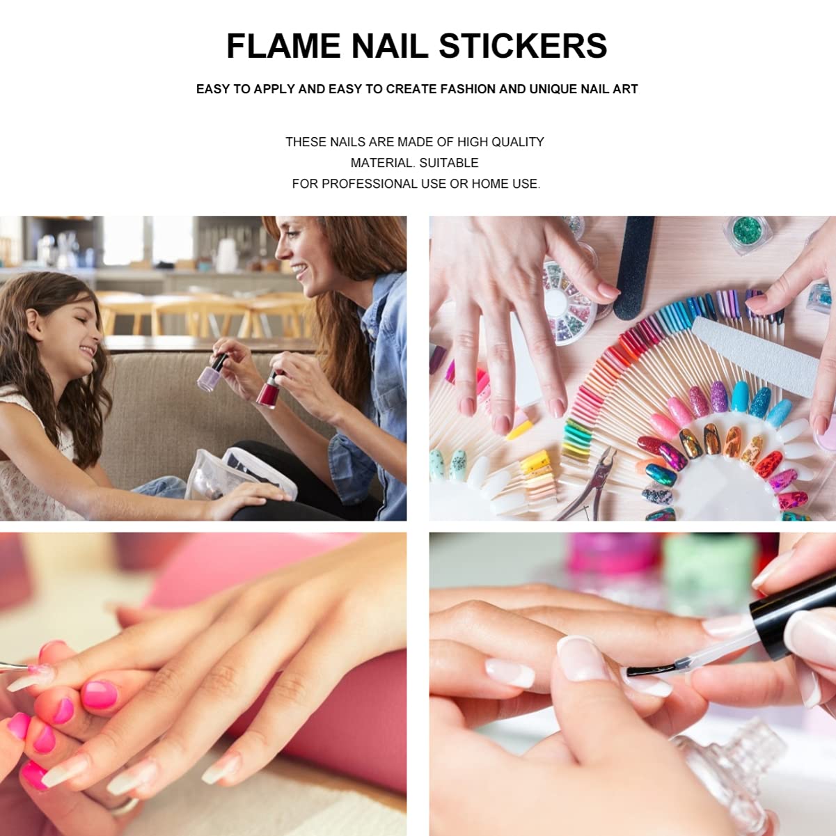 EXCLUZO 32pcs Self-Adhesive Nail Polish Stickers - Full Wrap Nail Art Decals with Gorgeous Flame Design for Women & Girls | Perfect for Parties, Weddings, and Everyday Nail Art
