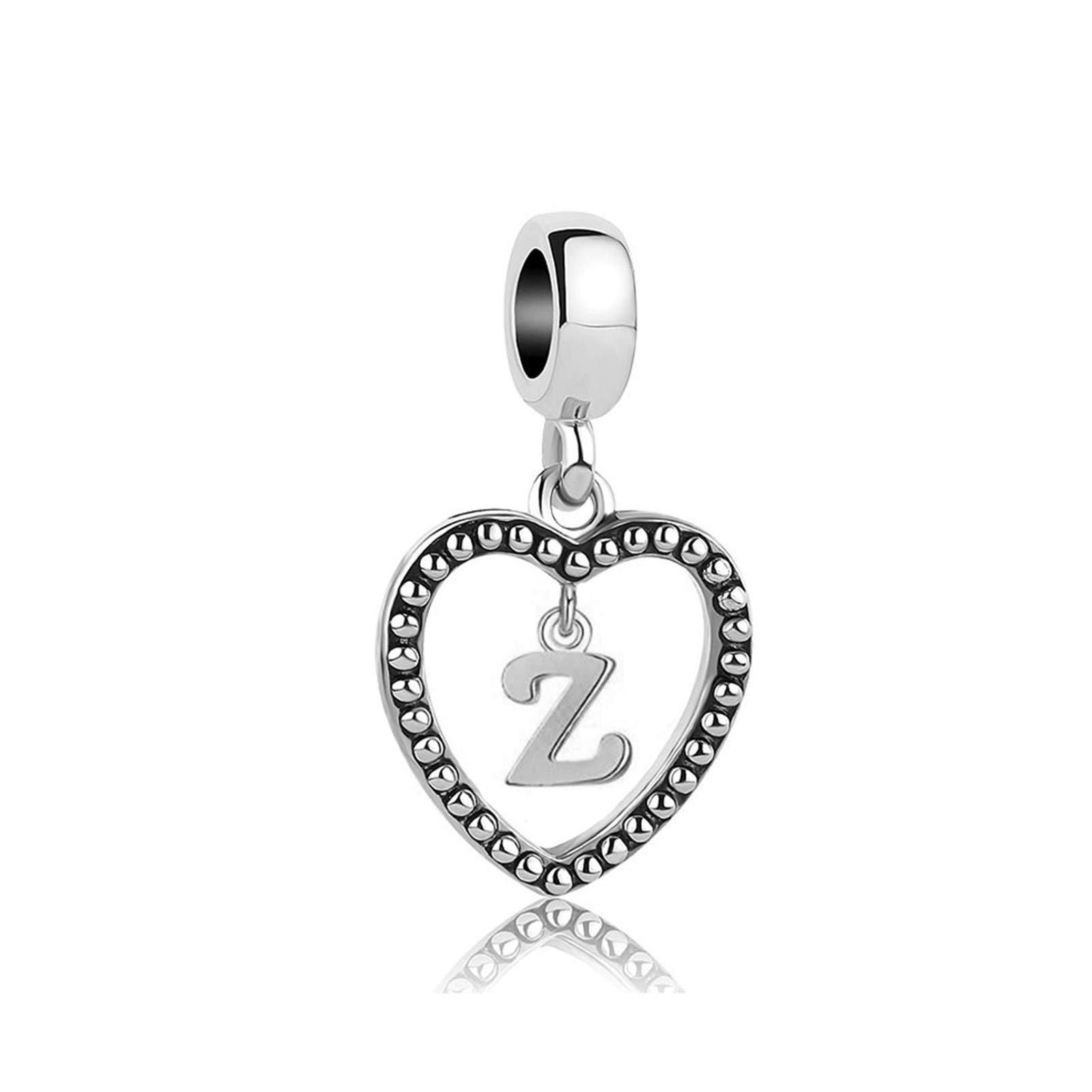 Heart Love Initial A-Z Letter Charm for Pandora Bracelets - Personalized Alphabet Name Pendant Jewelry for Women | Perfect Gift for Anniversary, Birthday & Valentine's Day