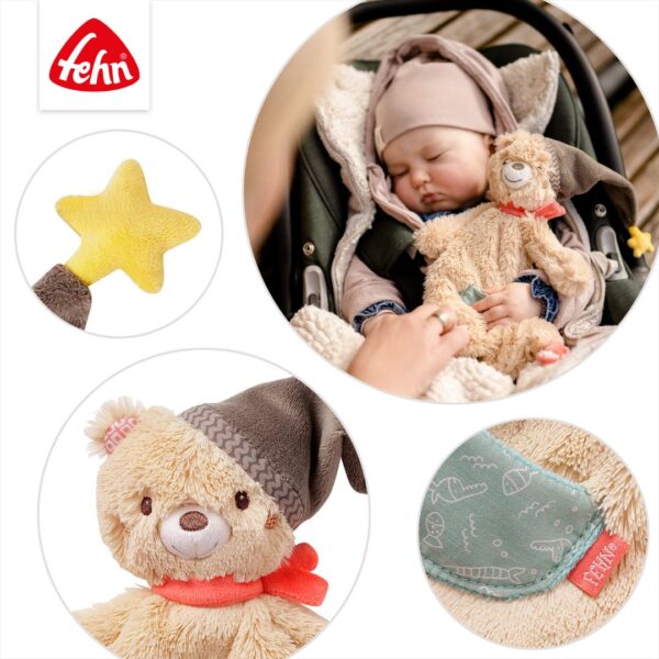 Fehn Sensory Bear Comforter - Soft Plush Stuffed Animal Toy for Kids & Toddlers | Cute Hugging Pillow for Anxiety Relief, Autism Comfort & Bedtime Snuggles | Perfect Nursery Gift & Travel Companion