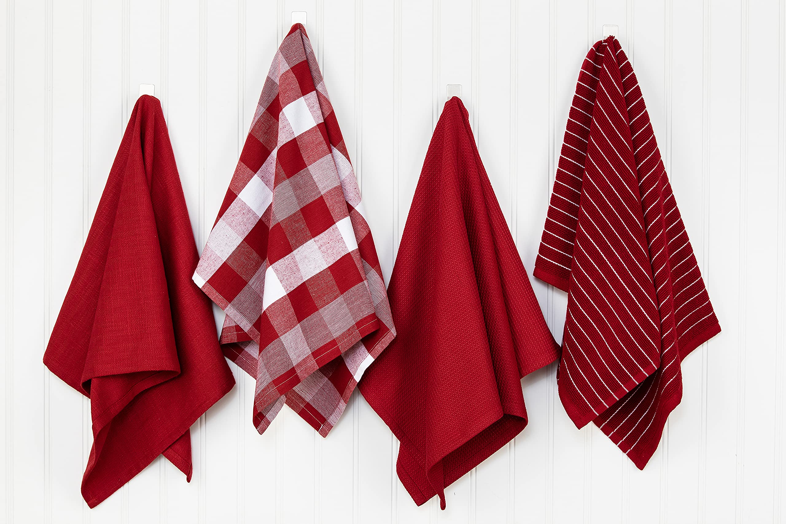 Premium 100% Cotton Red Dish Towels & Tea Towels - Absorbent, Durable Kitchen Towels (28