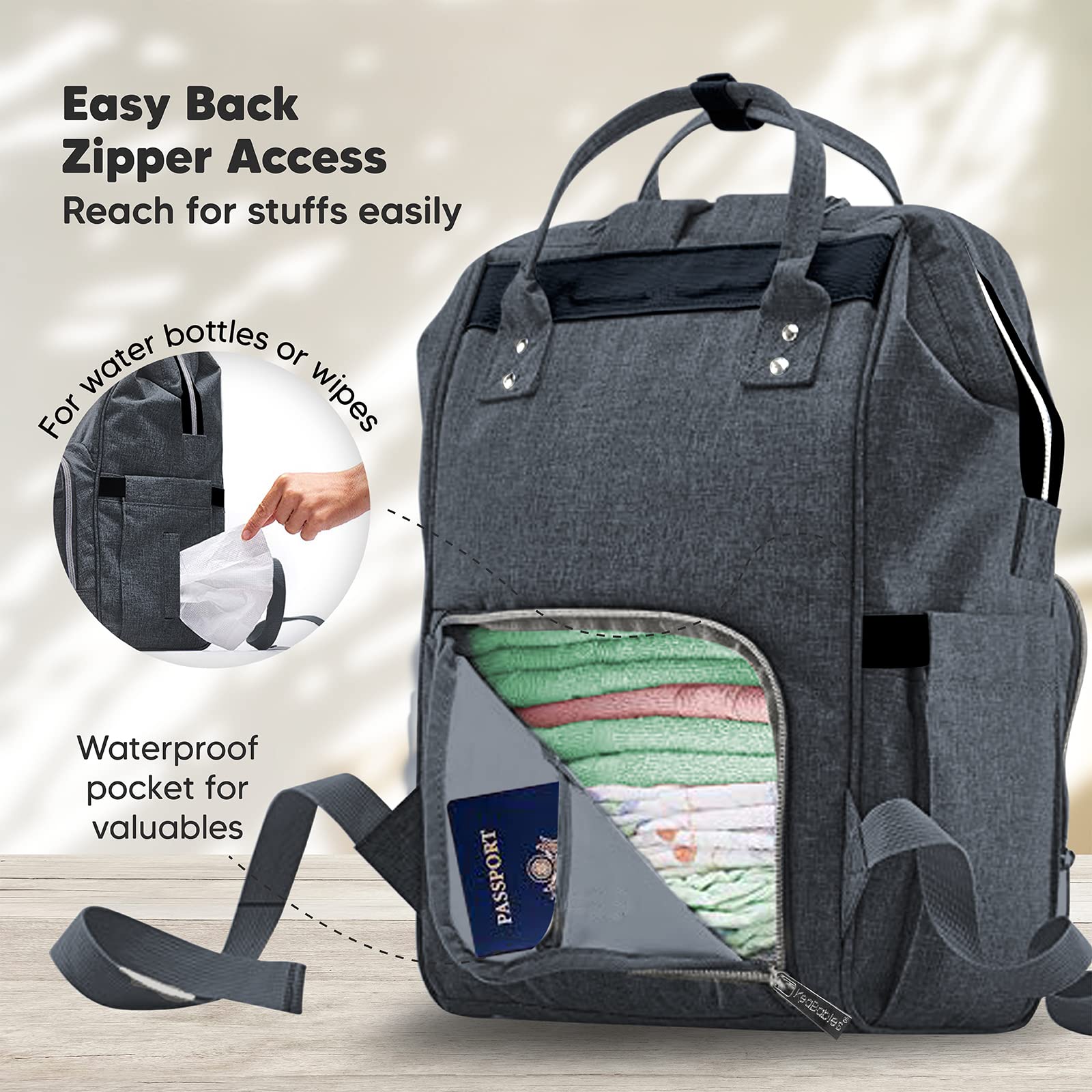 KeaBabies Waterproof Portable Diaper Changing Pad & Backpack - Foldable Baby Changing Mat for Travel, Multi-Function Diaper Bag with Storage Pockets - Perfect for On-the-Go Parents, Airplane Trips & Outdoor Adventures