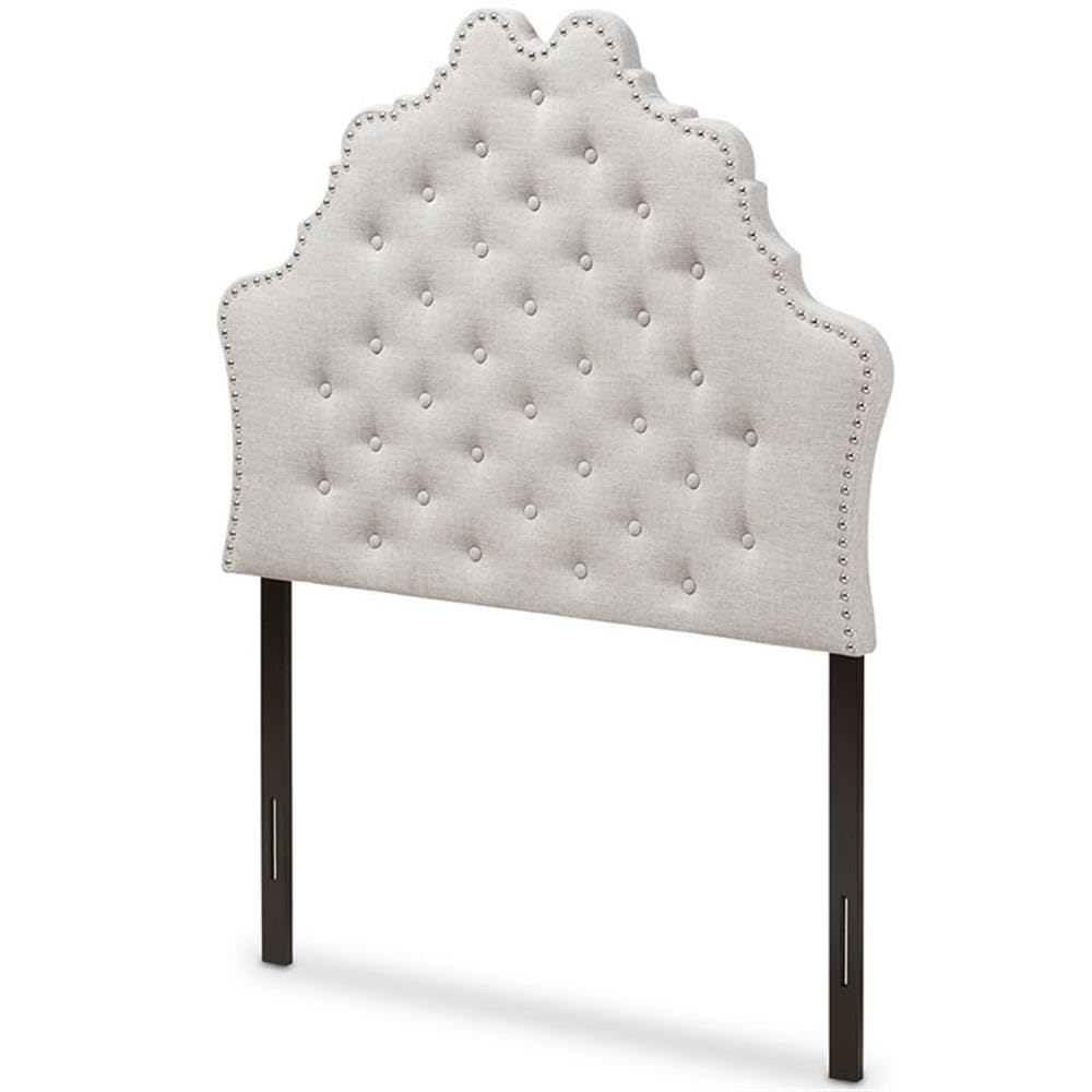 BOWERY HILL Modern Tufted Twin Panel Headboard - Grayish Beige Upholstered Bed Frame Headboard for Bedroom Decor | Perfect for Guest Rooms, Dormitories & Cozy Bedroom Makeovers