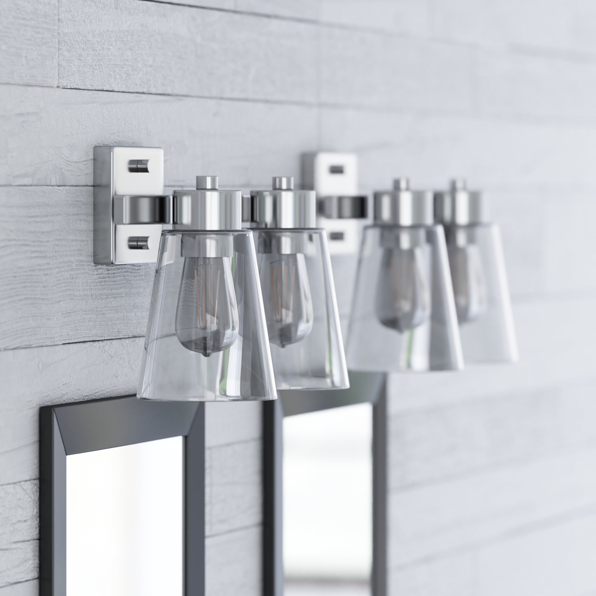 Fairendale 2-Light Vanity Light Fixture with Clear Glass Shades in Brushed Nickel Finish - Perfect for Bathroom Mirror Lighting and Bedroom Dressing Area