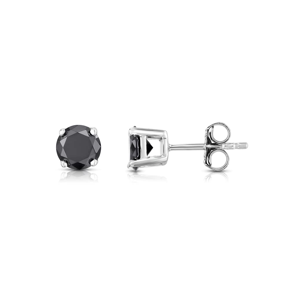 Natalia Drake Round Cut Black Diamond Stud 925 Sterling Silver Earrings for Men & Women - Elegant Jewelry for Everyday Wear, Date Nights & Special Occasions