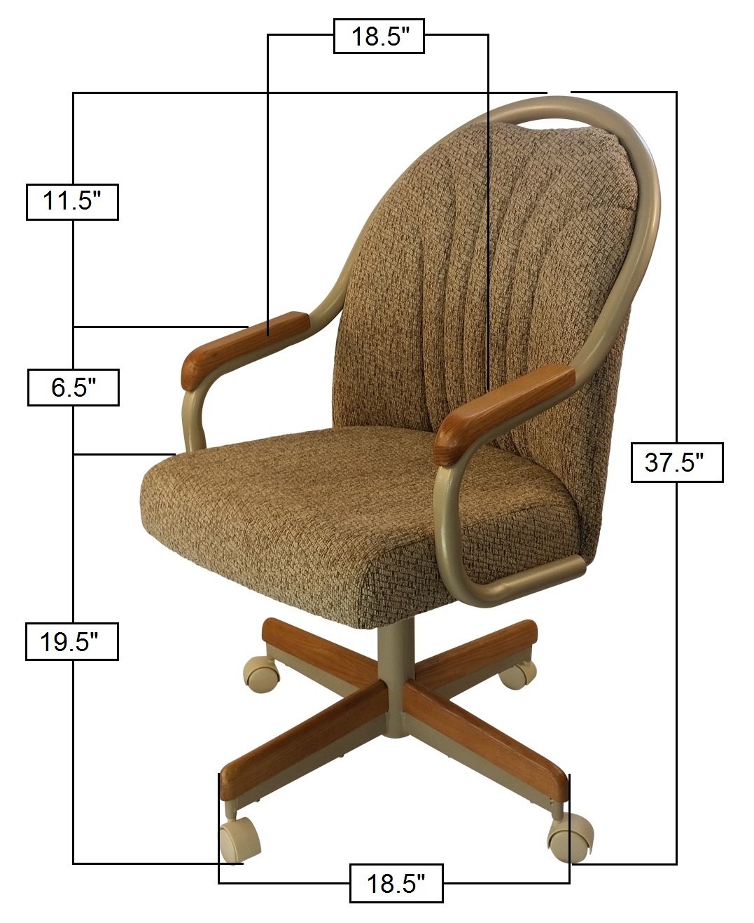 Britney Swivel Tilt Caster Dining Arm Chair - Wheat Tweed Fabric - Adjustable Office & Home Chair - Ergonomic Design for Dining Room, Study, or Conference Room (1 Chair)