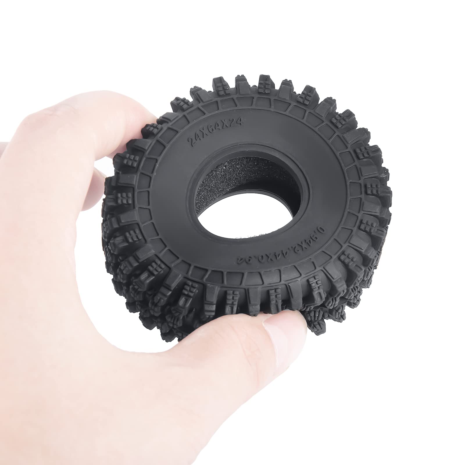 4pcs 64mm Rubber Tires Set with Foam Inserts for 1:18 TRX4-M TRX4M RC Crawler Car - Durable Off-Road Performance for Rock Crawling & Trail Adventures