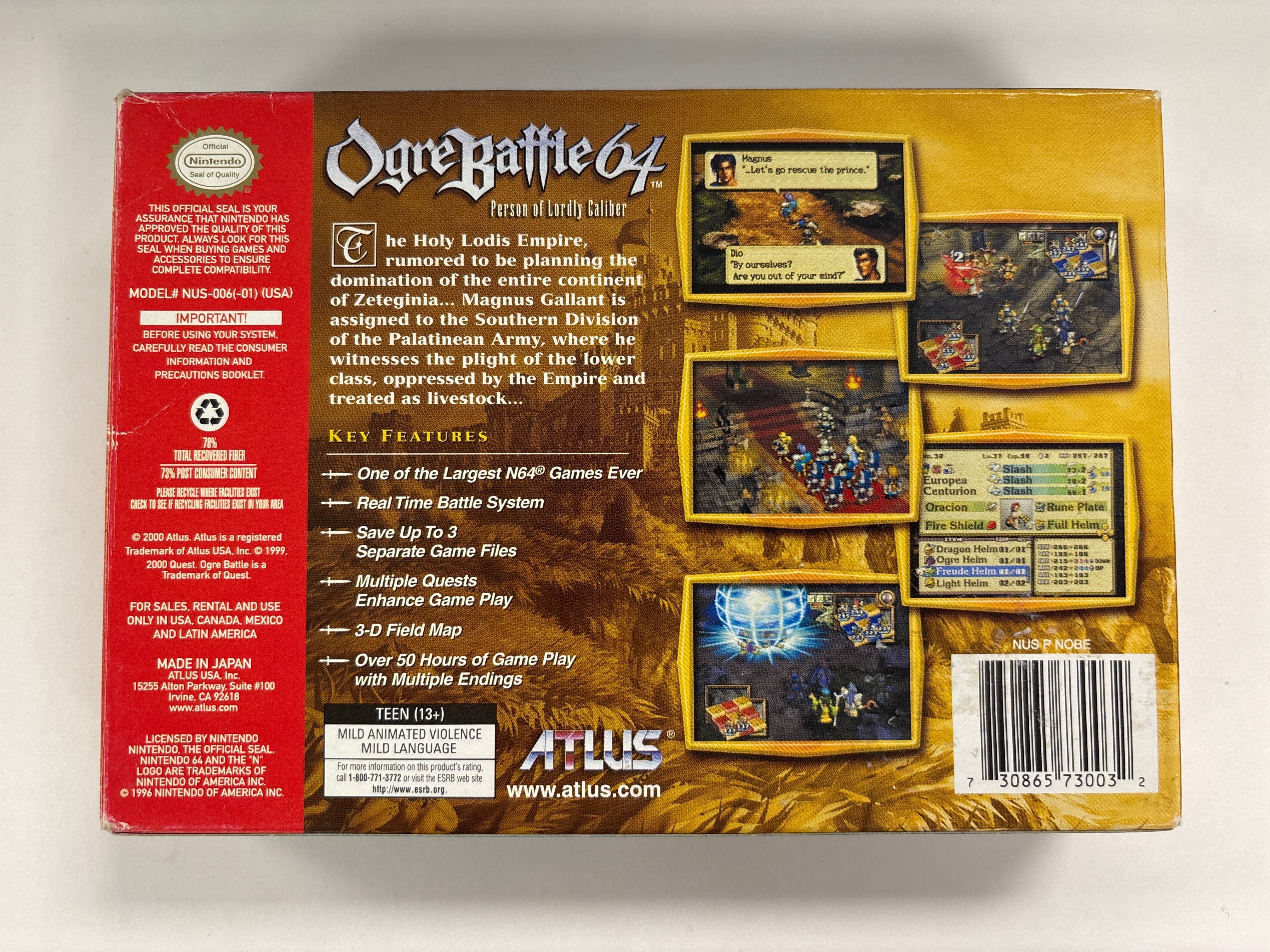 Ogre Battle 64 - Nintendo 64 N64 Game Box & Manuals Only (No Game Included) - Perfect for Collectors & Retro Gaming Enthusiasts